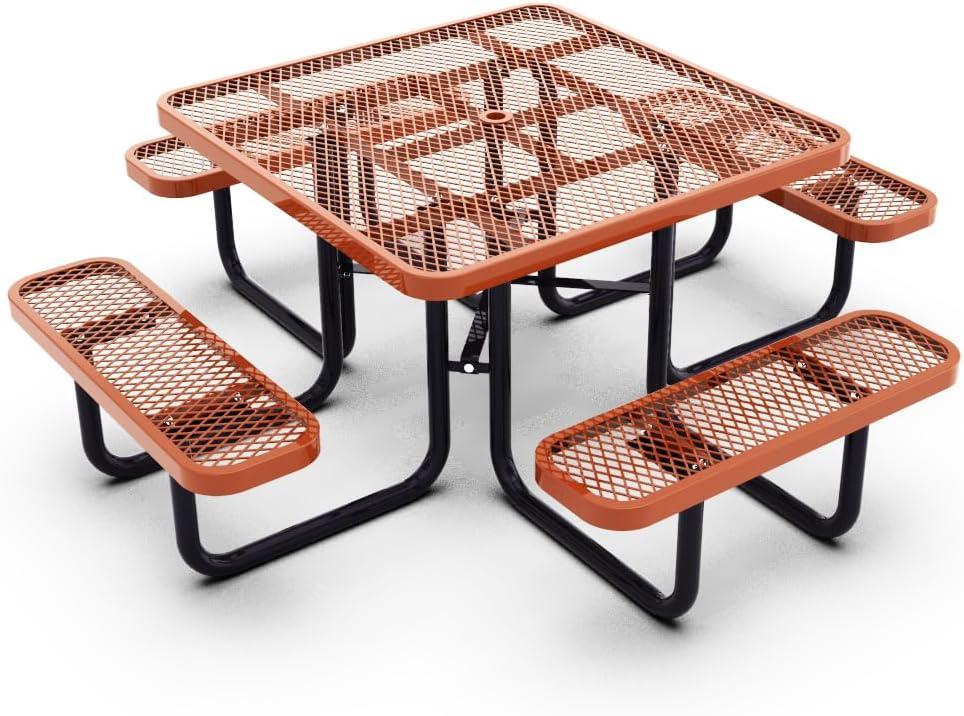 Outdoorsiness Quick Ship Commercial 46in Square Picnic Table – Thermoplastic Expanded Metal, UL Certified - Image 6