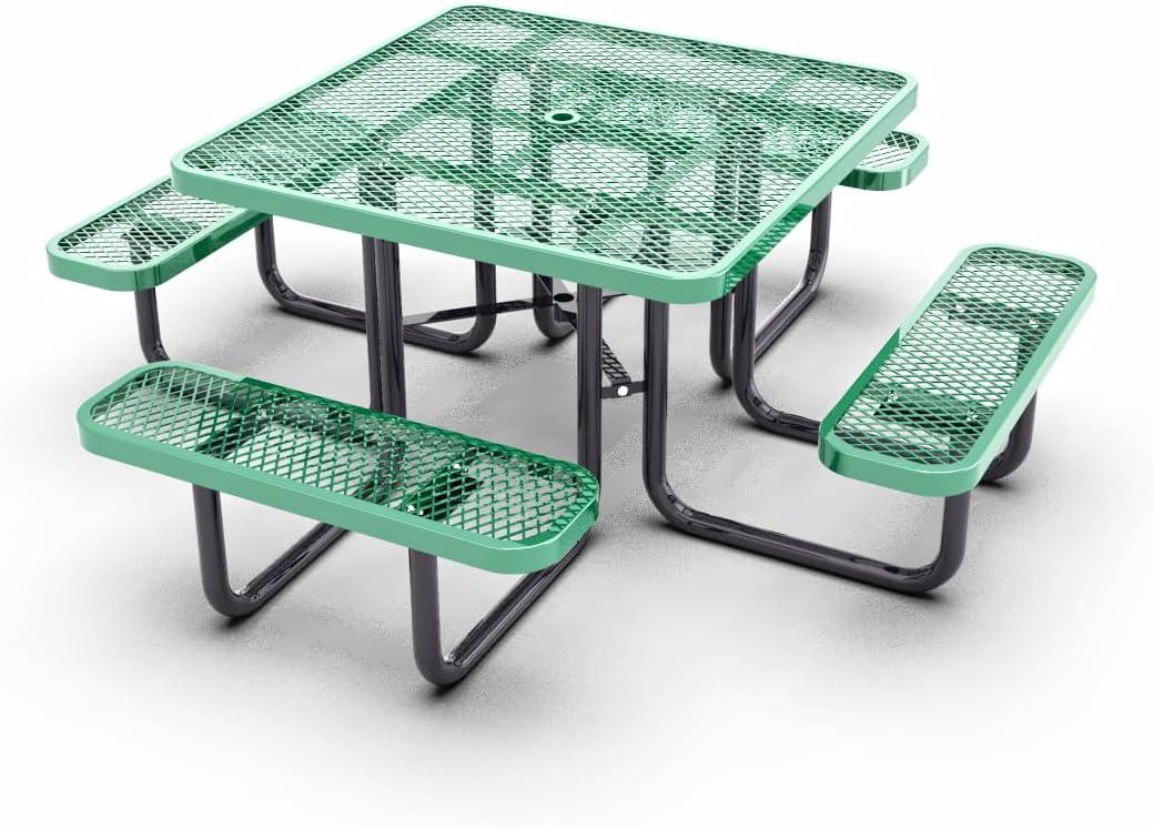 Outdoorsiness Quick Ship Commercial 46in Square Picnic Table – Thermoplastic Expanded Metal, UL Certified - Image 7