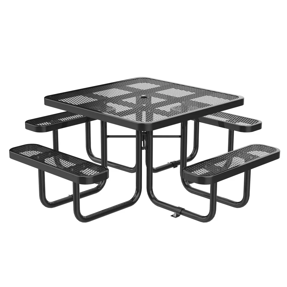 Outdoorsiness Quick Ship Commercial 46in Square Picnic Table – Thermoplastic Expanded Metal, UL Certified - Image 9