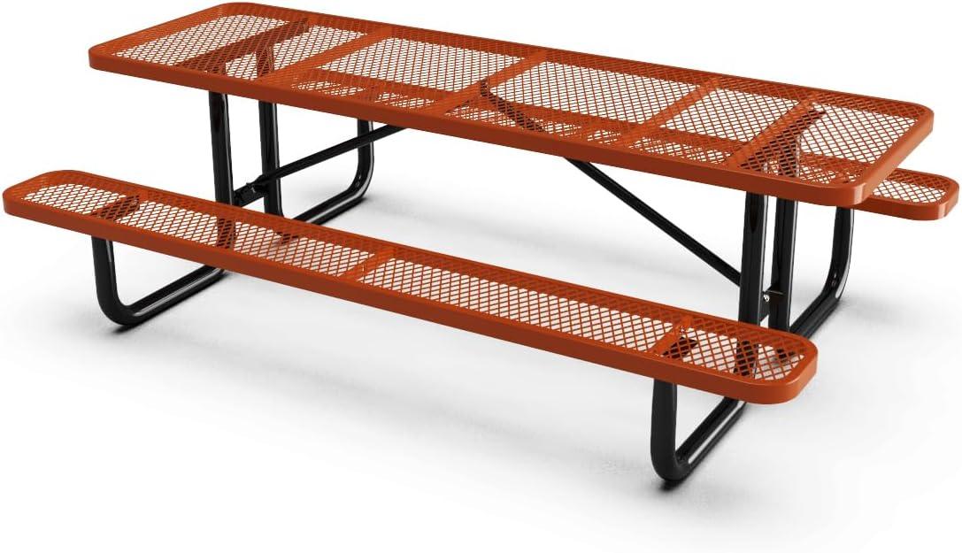 Outdoorsiness Quick Ship Commercial 8ft Rectangular Picnic Table – Thermoplastic Expanded Metal, UL Certified - Image 5
