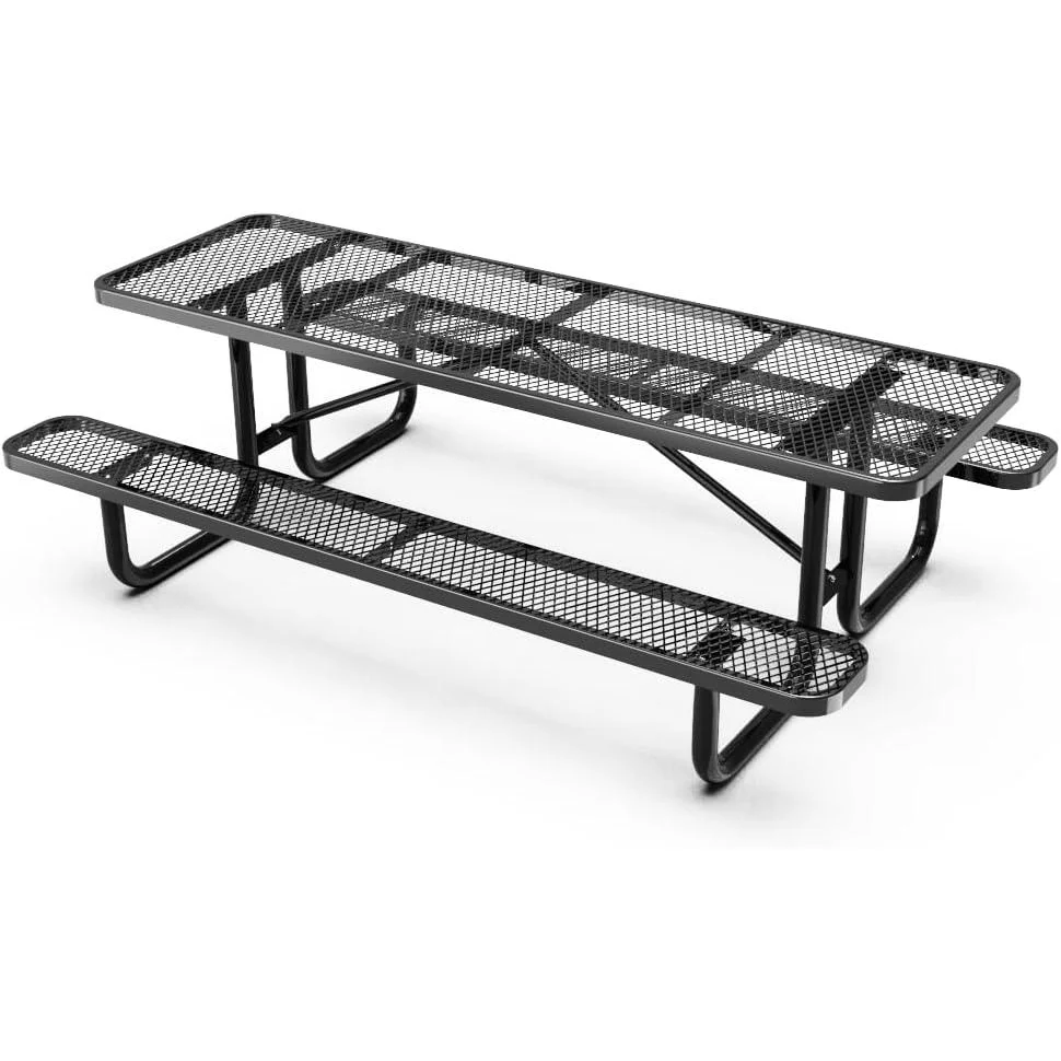Outdoorsiness Quick Ship Commercial 8ft Rectangular Picnic Table – Thermoplastic Expanded Metal, UL Certified - Image 7