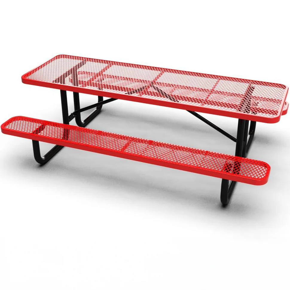 Outdoorsiness Quick Ship Commercial 8ft Rectangular Picnic Table – Thermoplastic Expanded Metal, UL Certified - Image 8