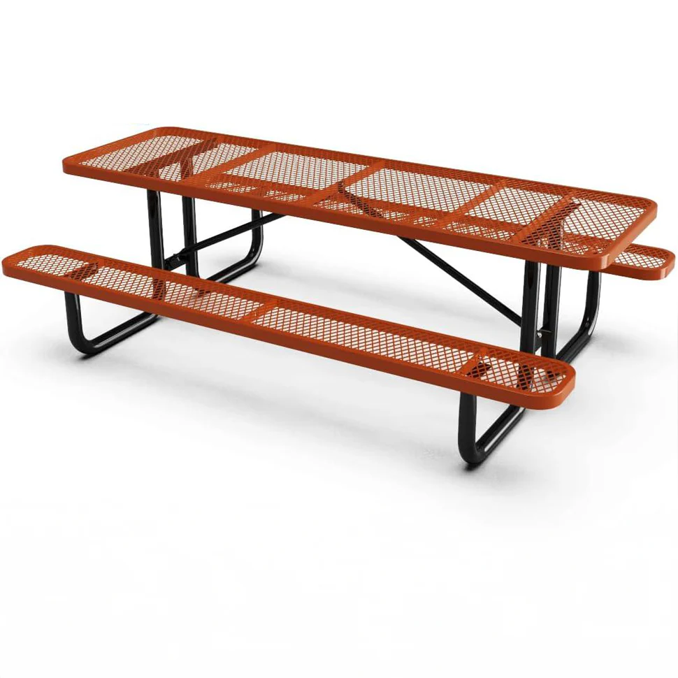 Outdoorsiness Quick Ship Commercial 8ft Rectangular Picnic Table – Thermoplastic Expanded Metal, UL Certified - Image 9