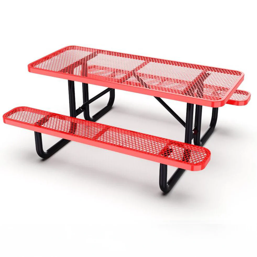 Outdoorsiness Quick Ship Commercial 6ft Rectangular Picnic Table – Thermoplastic Expanded Metal, UL Certified - Image 10