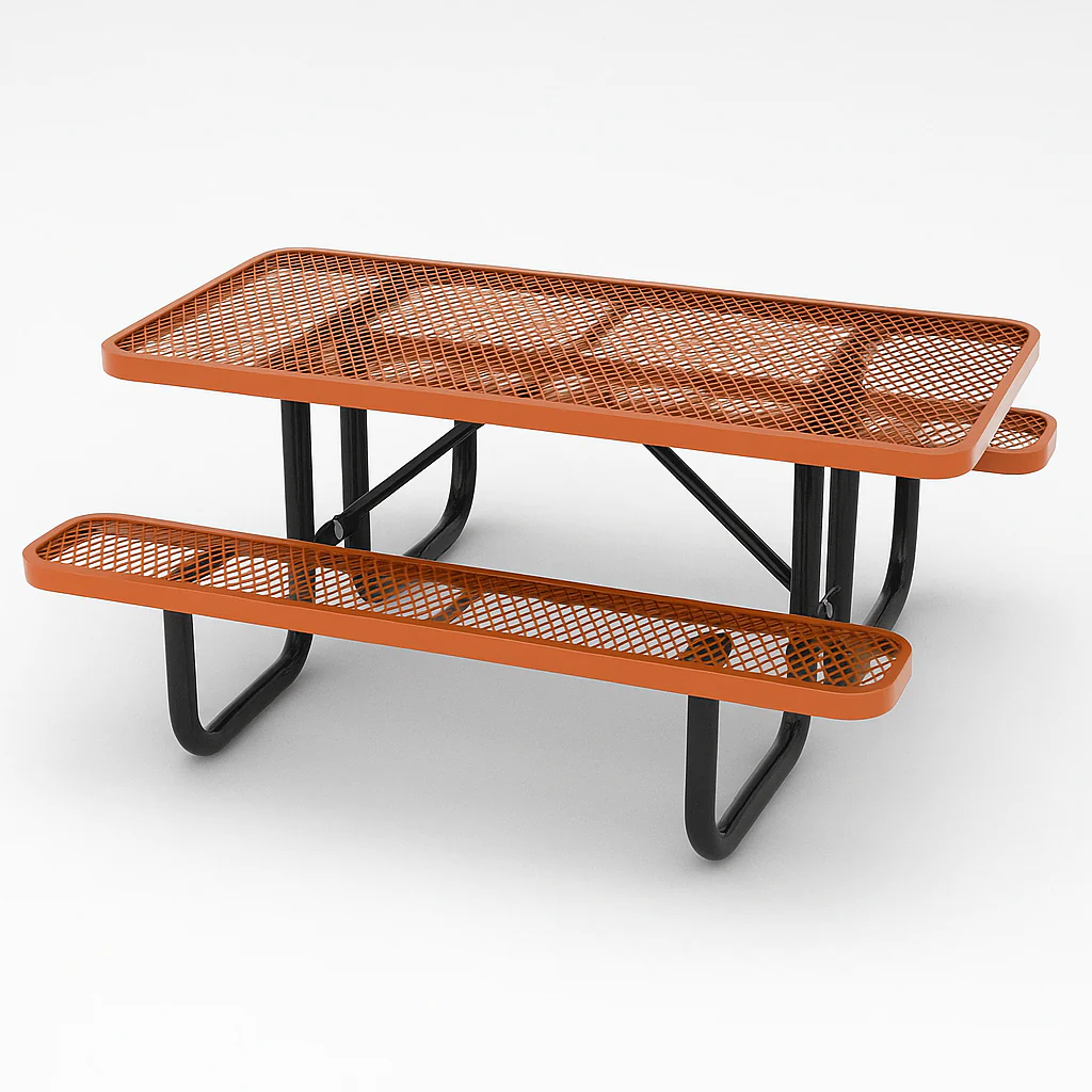 Outdoorsiness Quick Ship Commercial 6ft Rectangular Picnic Table – Thermoplastic Expanded Metal, UL Certified - Image 8
