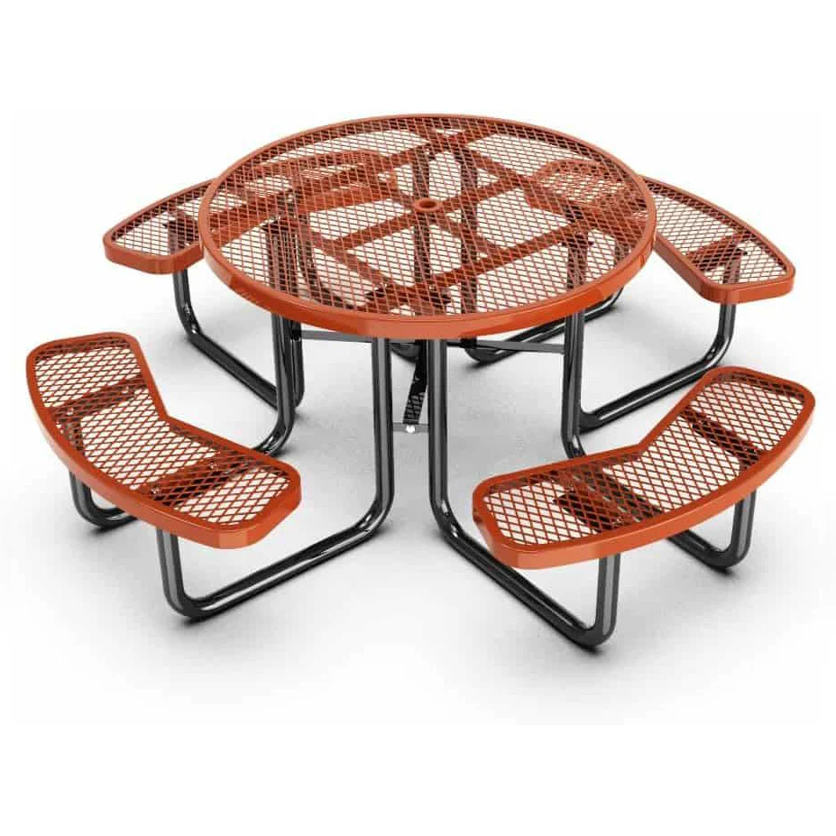 Outdoorsiness Quick Ship Commercial 46in Round Picnic Table – Thermoplastic Expanded Metal, UL Certified - Image 6