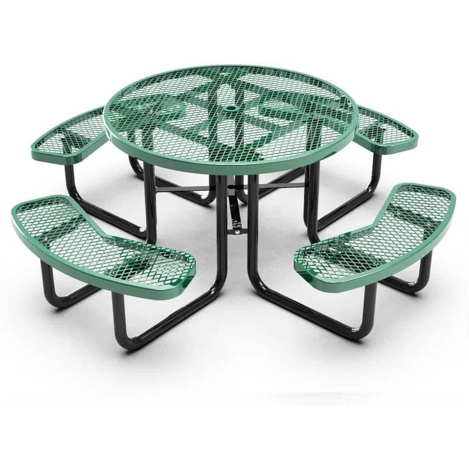 Outdoorsiness Quick Ship Commercial 46in Round Picnic Table – Thermoplastic Expanded Metal, UL Certified - Image 7