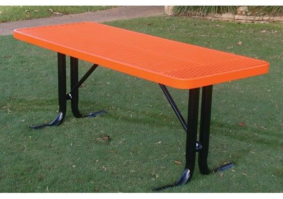 Commercial Thermoplastic Outdoor Rectangle Utility Table – Expanded Metal, Surface or In-Ground - Image 3