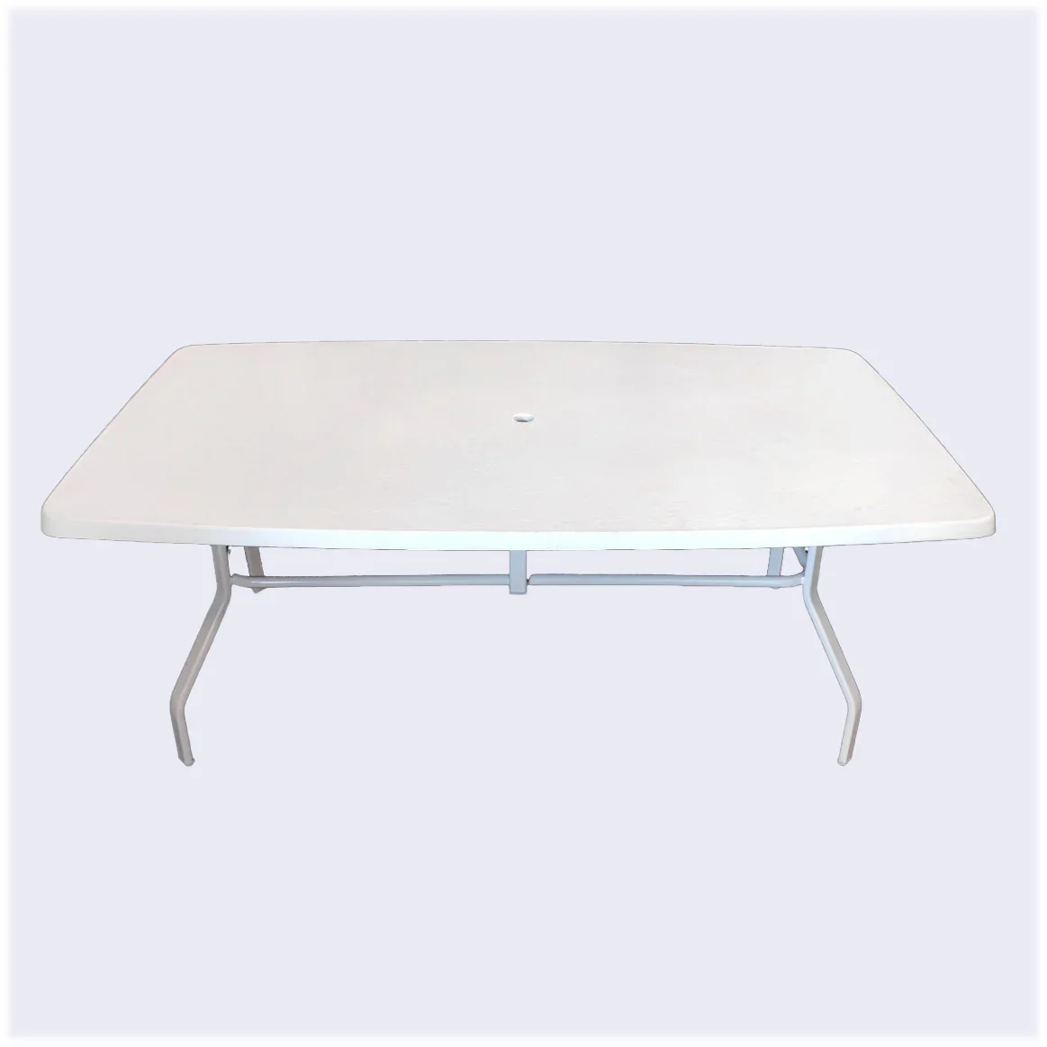 Beach Club 42x72in Rectangular Fiberglass Commercial Pool Patio Table – Aluminum Frame - Image 2