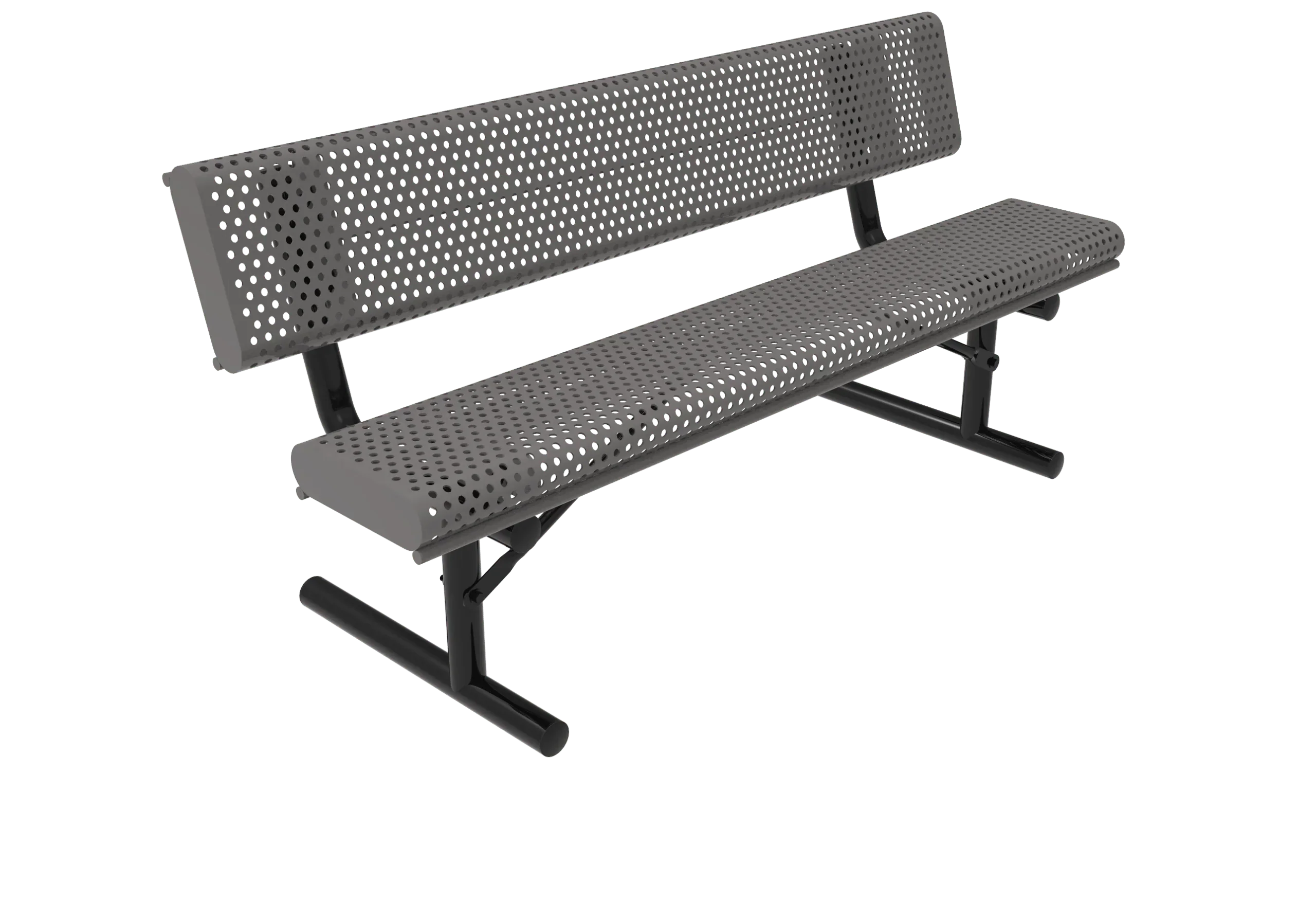 Commercial Rolled Edge Park Bench With Back – Expanded Metal, Thermoplastic Coated - Image 3