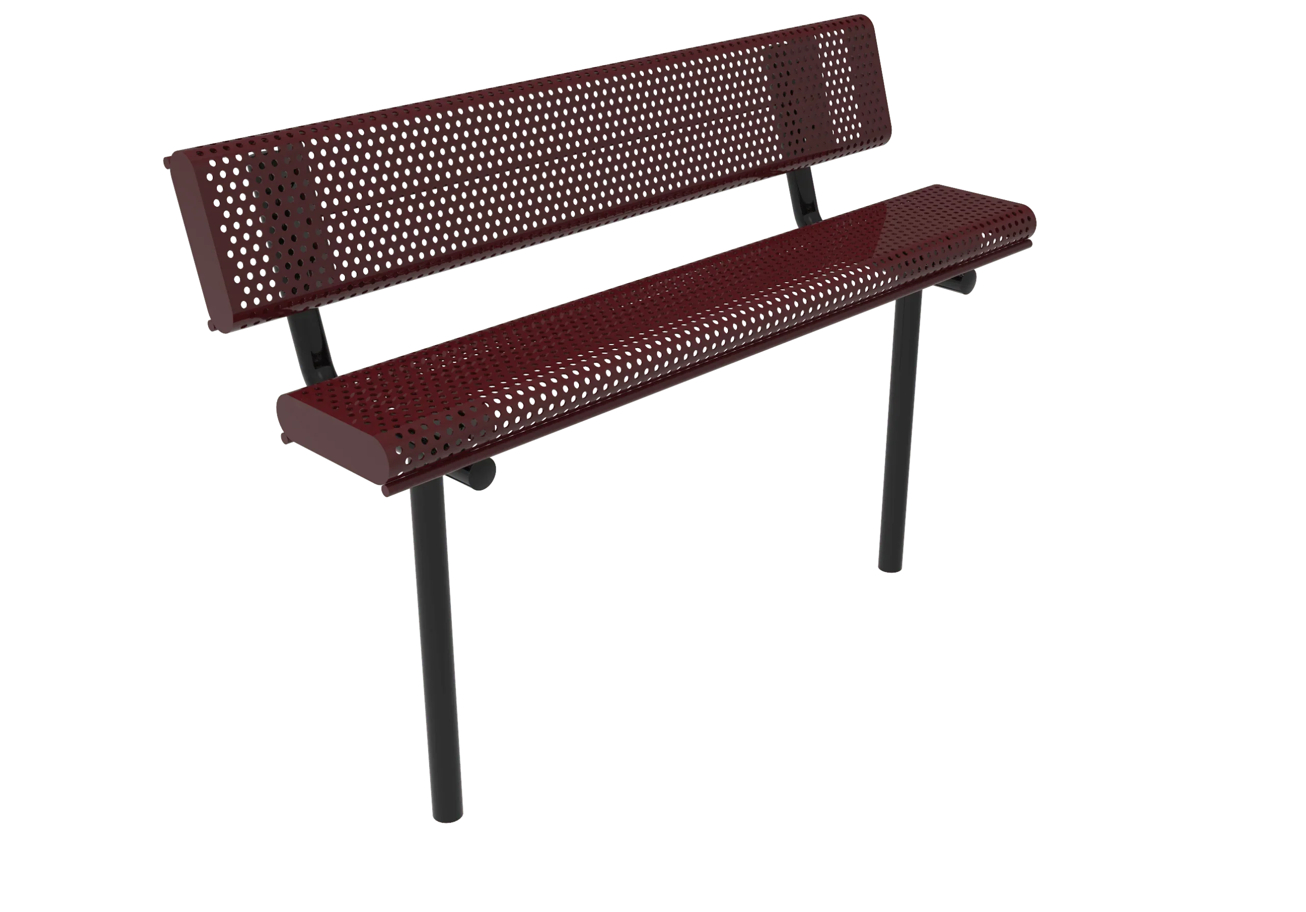 Commercial Rolled Edge Park Bench With Back – Expanded Metal, Thermoplastic Coated - Image 4