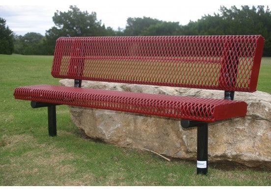 Commercial Rolled Edge Park Bench With Back – Expanded Metal, Thermoplastic Coated - Image 5