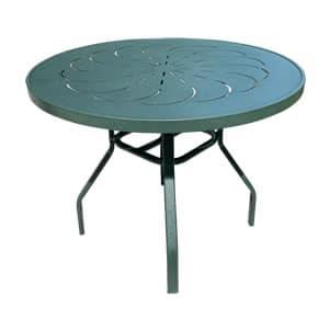 Oasis 36in Round Aluminum Commercial Pool Patio Table – Punched Top, Rectangular Legs - Image 3