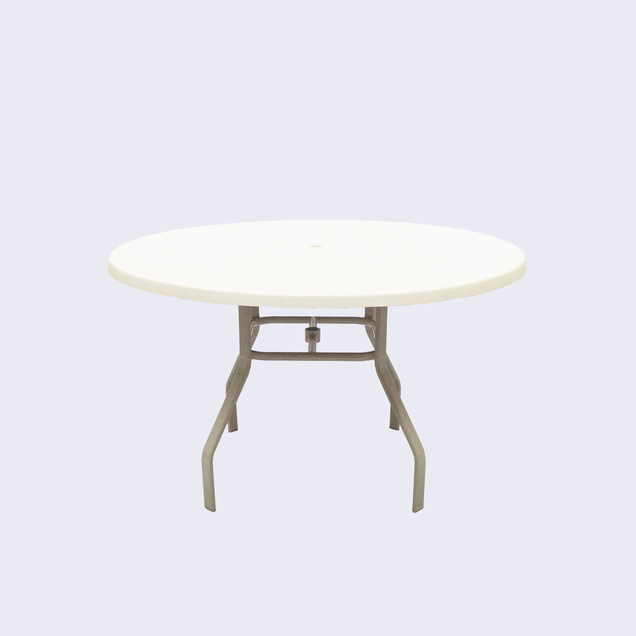 Oasis 48in Round Fiberglass Commercial Pool Patio Table – Rectangular Aluminum Tubing