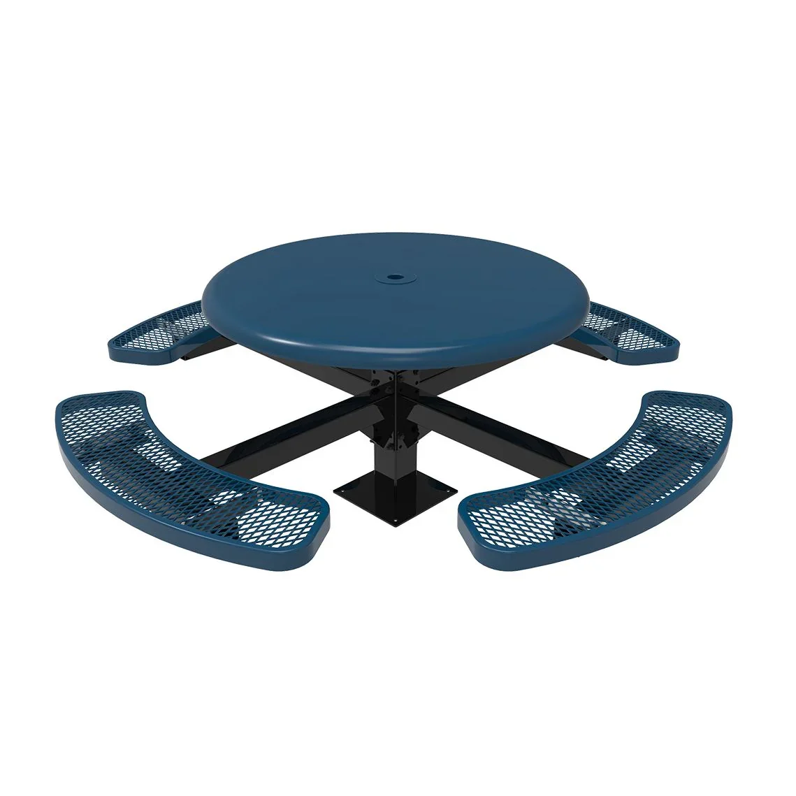 Commercial 46in Round Solid Top Pedestal Picnic Table – Thermoplastic Expanded Metal