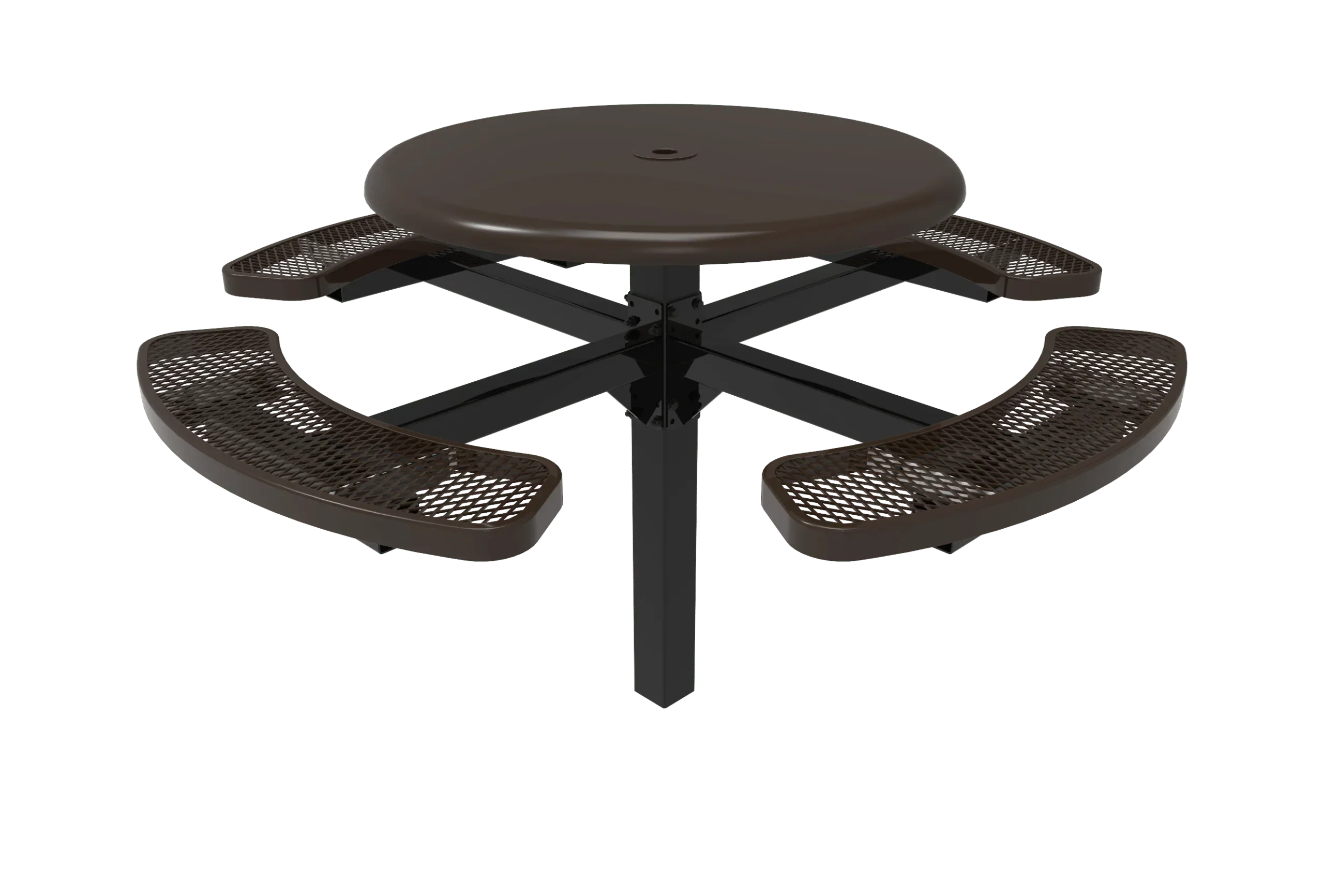 Commercial 46in Round Solid Top Pedestal Picnic Table – Thermoplastic Expanded Metal - Image 2