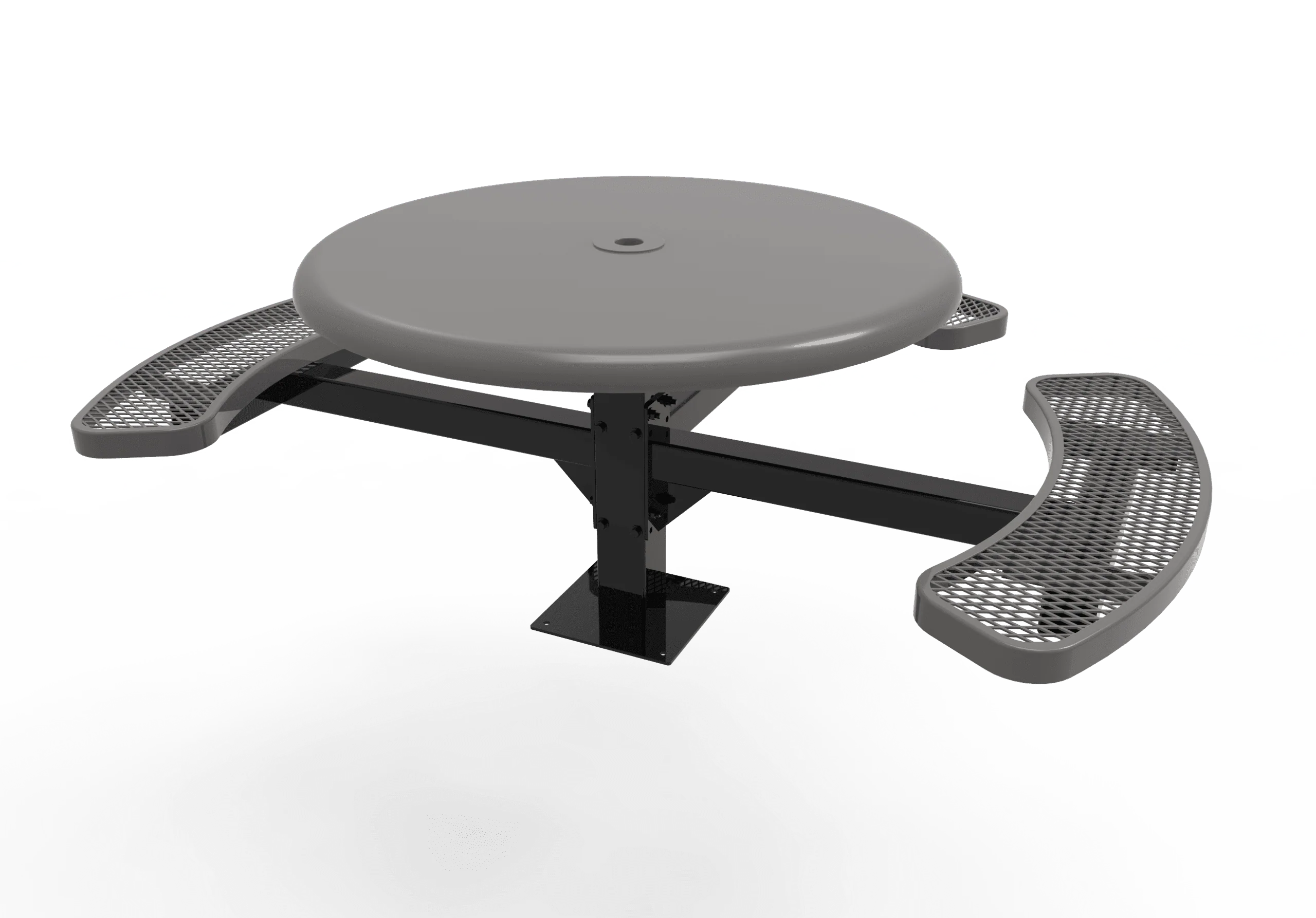Commercial 46in Round Solid Top Pedestal Picnic Table – Thermoplastic Expanded Metal - Image 3