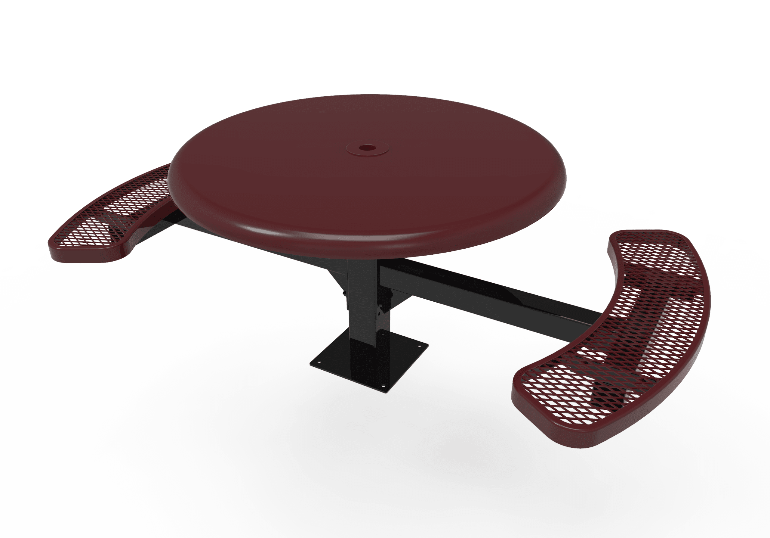 Commercial 46in Round Solid Top Pedestal Picnic Table – Thermoplastic Expanded Metal - Image 4