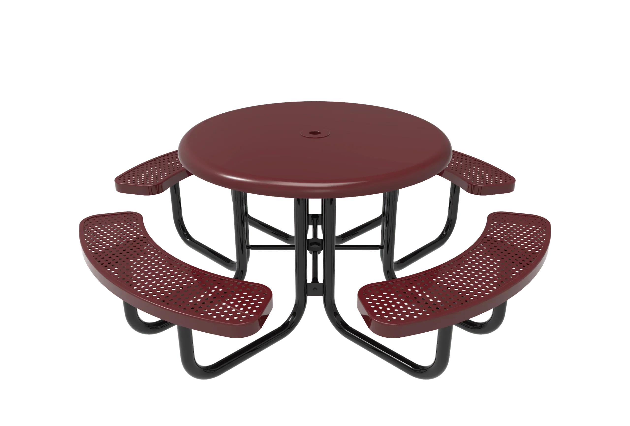 Commercial 46in Round Solid Top Portable Picnic Table – Thermoplastic Expanded Metal - Image 4