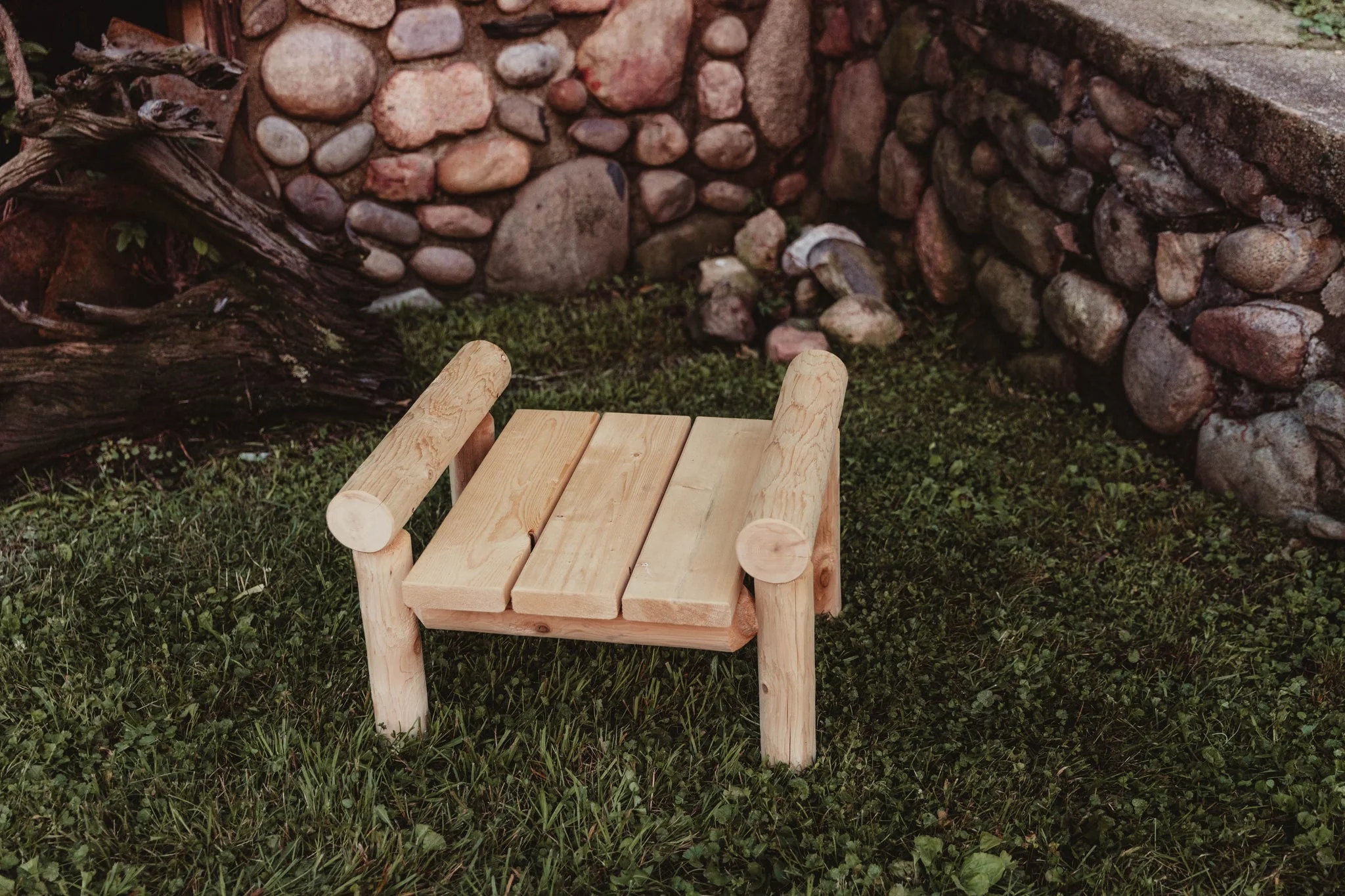Rustic Northern White Cedar Log Ottoman – USA Made - Image 2
