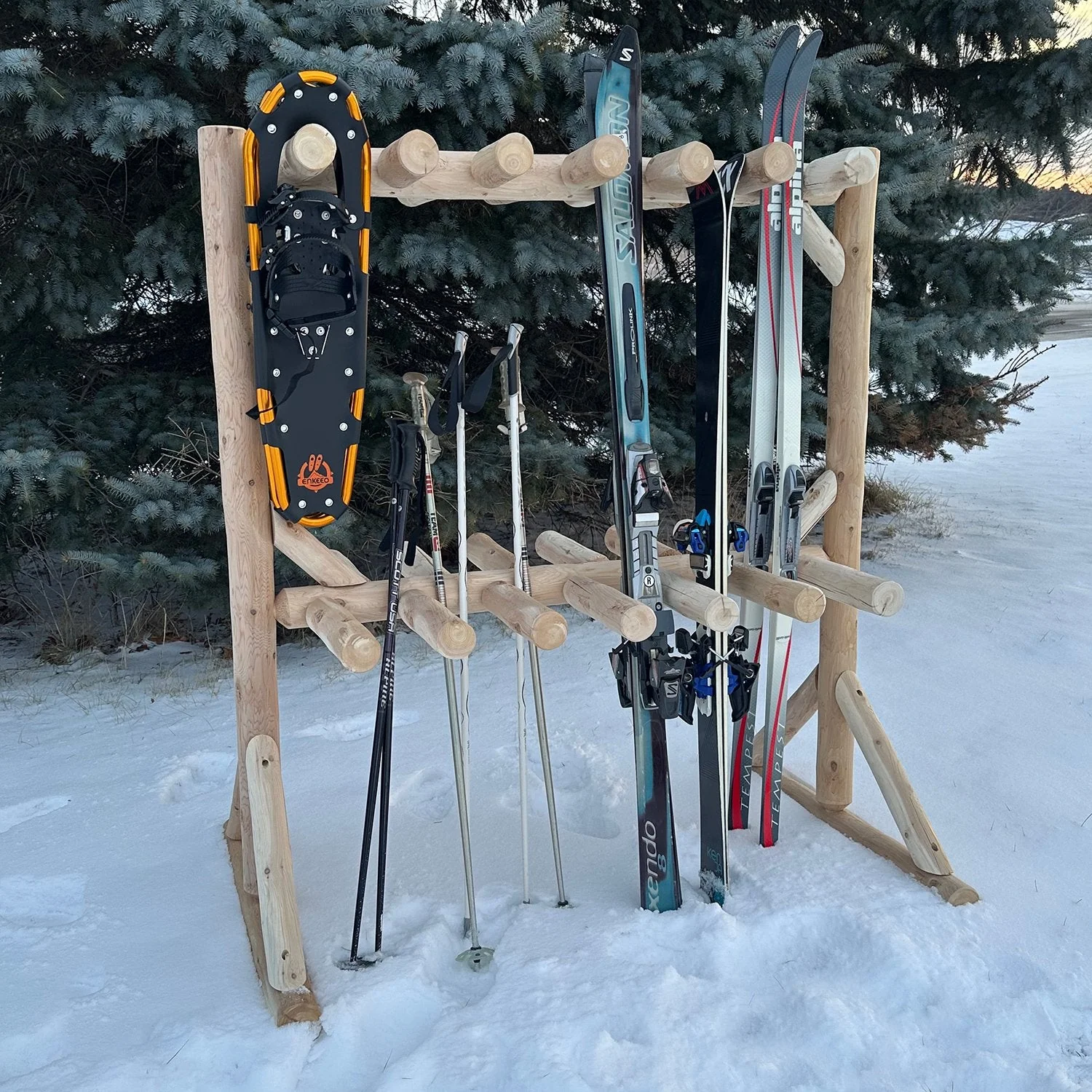 Rustic Northern White Cedar Log Ski & Snowboard Storage Rack – USA Made - Image 4