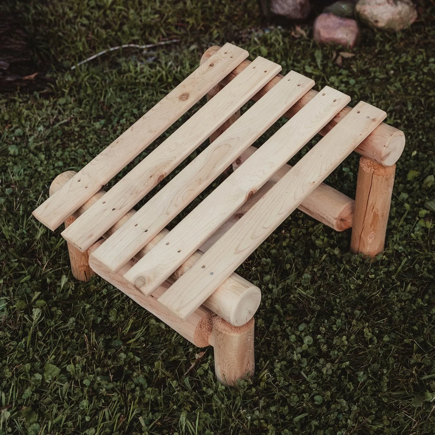 Rustic Northern White Cedar Log Slanted Ottoman – USA Made