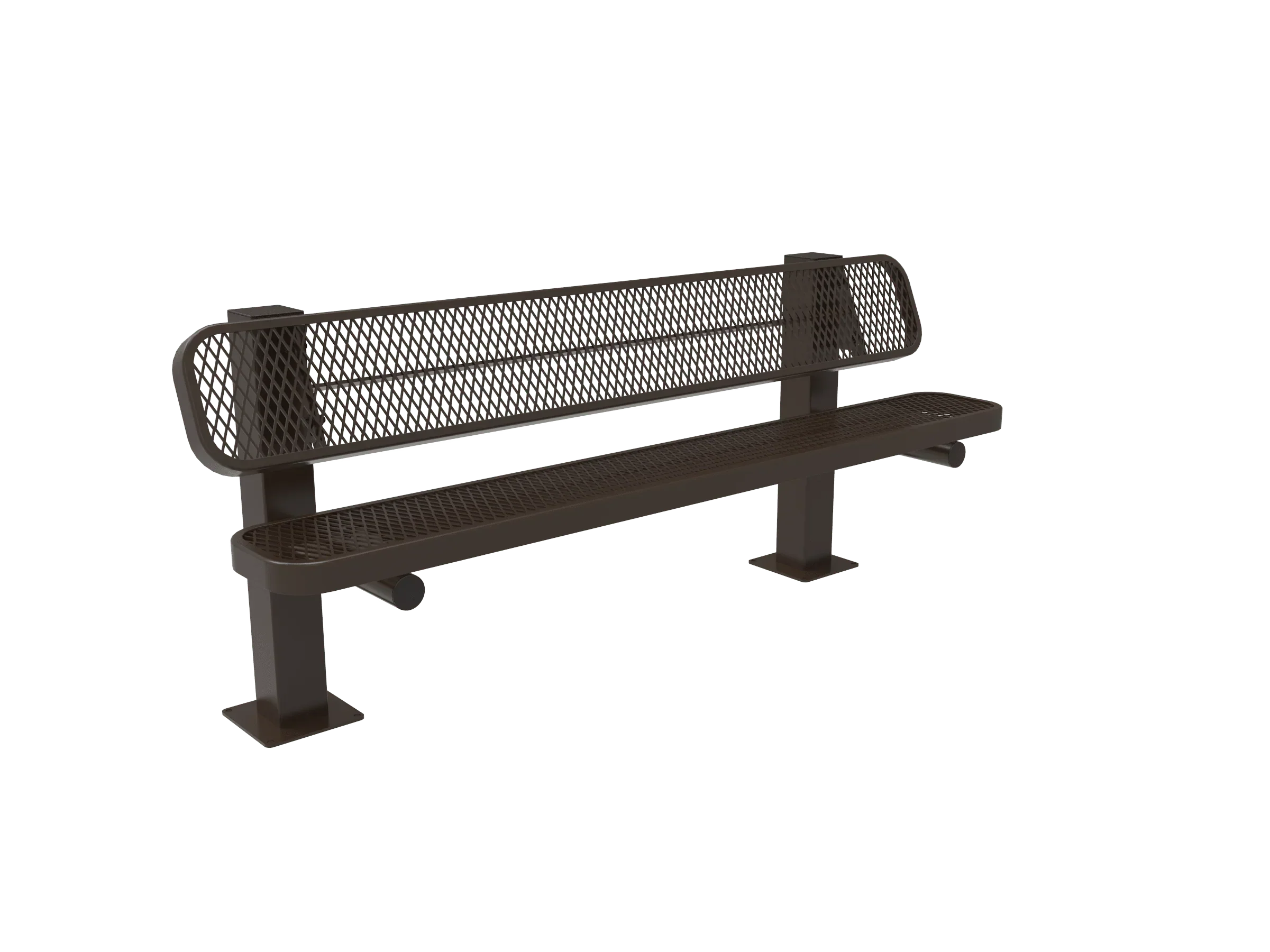 Commercial Single Pedestal Outdoor Park Bench – Thermoplastic Coated Expanded Metal - Image 3