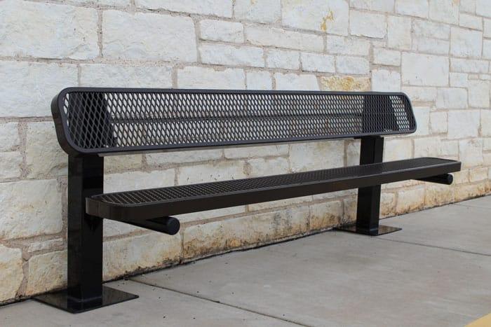Commercial Single Pedestal Outdoor Park Bench – Thermoplastic Coated Expanded Metal - Image 5