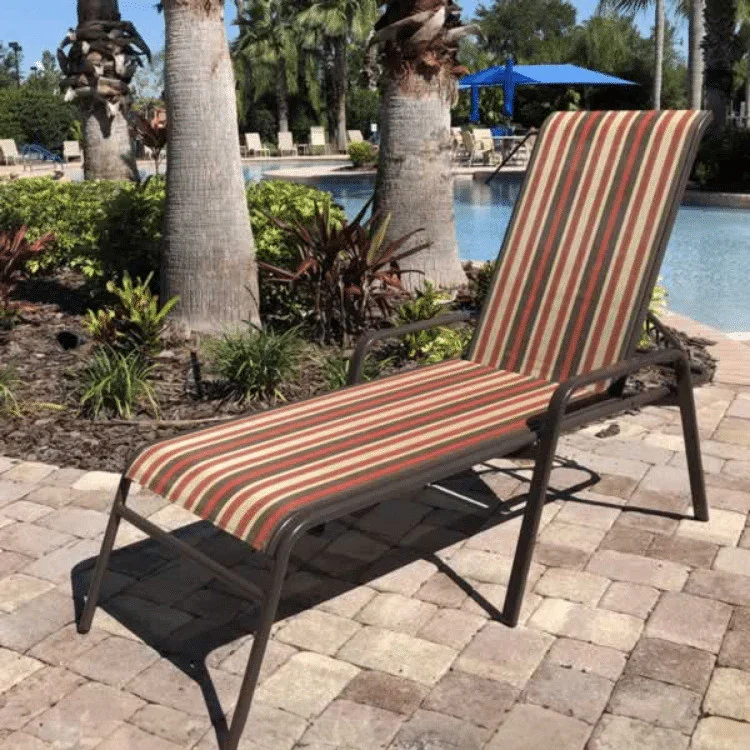 Commercial Sling Pool Chaise Lounge with Armrests – 16in - Image 4