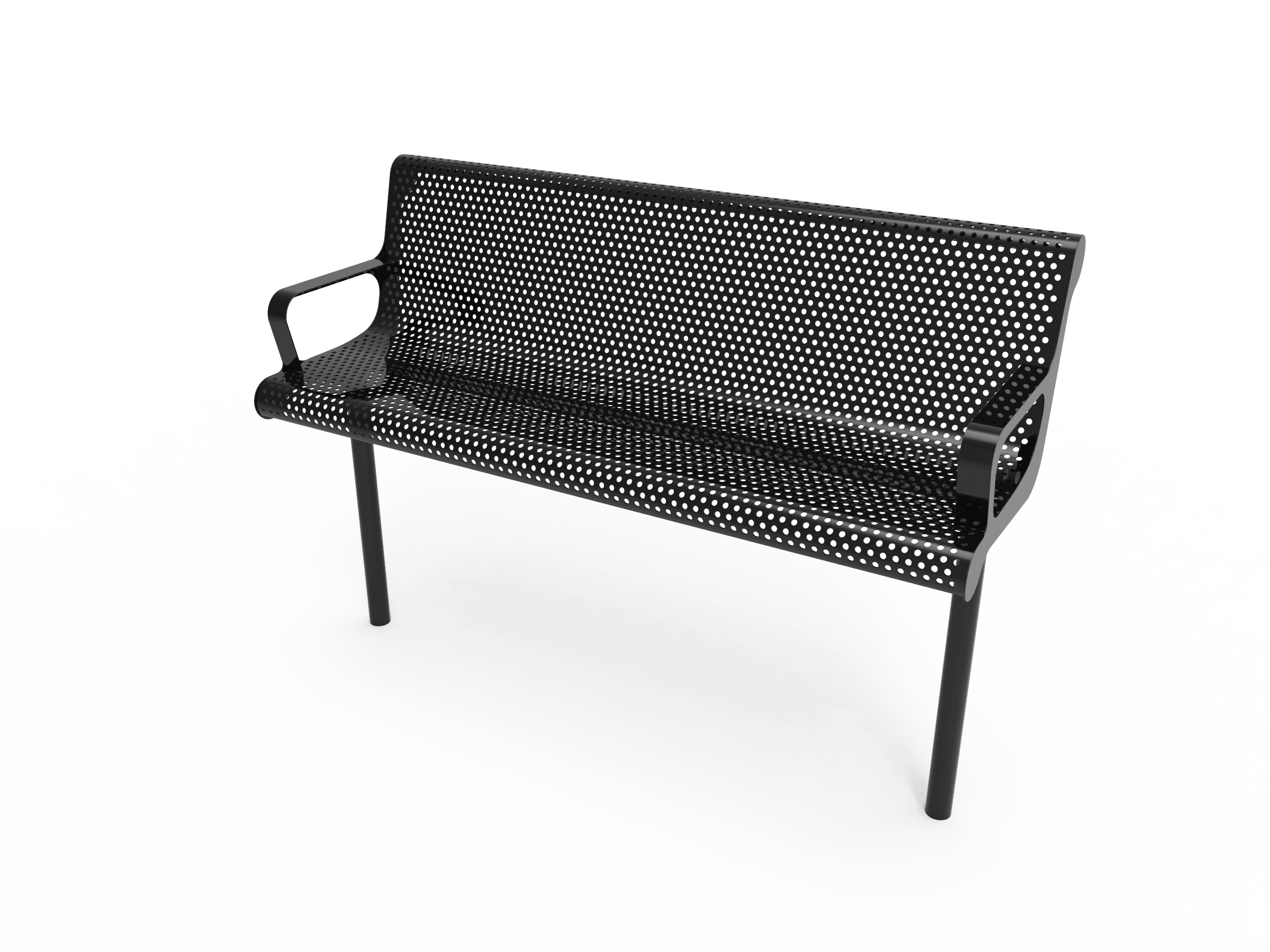 Commercial Contoured Park Bench with Armrests – Expanded Metal, Thermoplastic Coated - Image 3