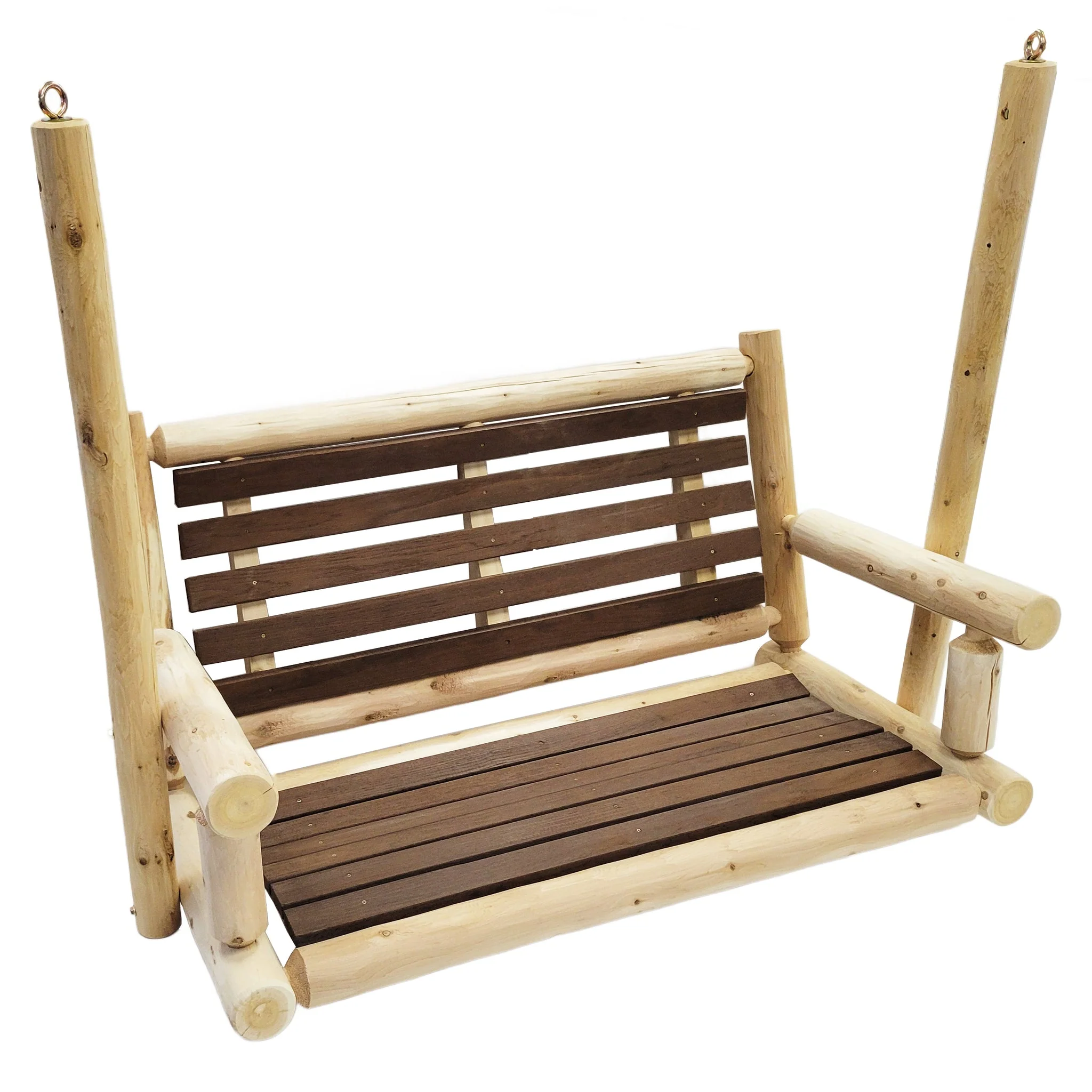 ThermaFusion Cedar Log 4-Foot Porch Swing – Northern White Cedar & Red Oak – USA Made