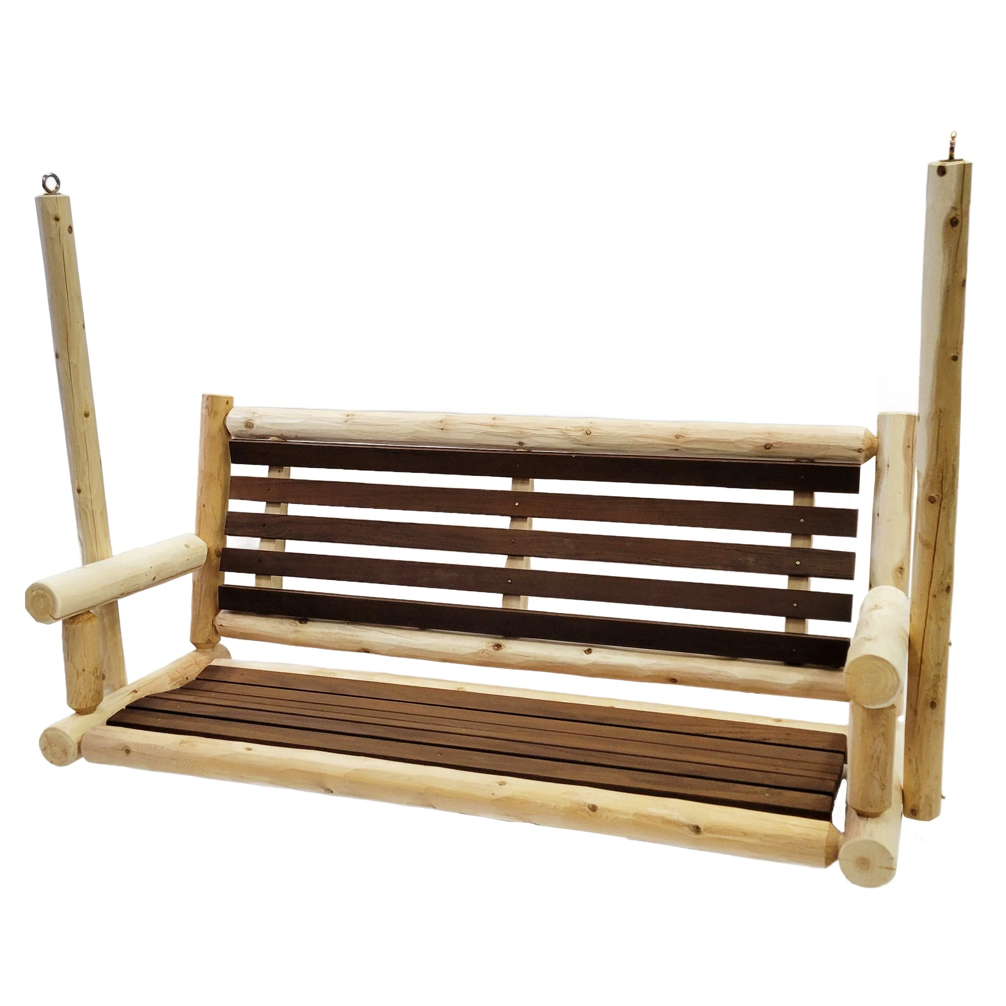 ThermaFusion Cedar Log 5-Foot Porch Swing – Northern White Cedar & Red Oak – USA Made