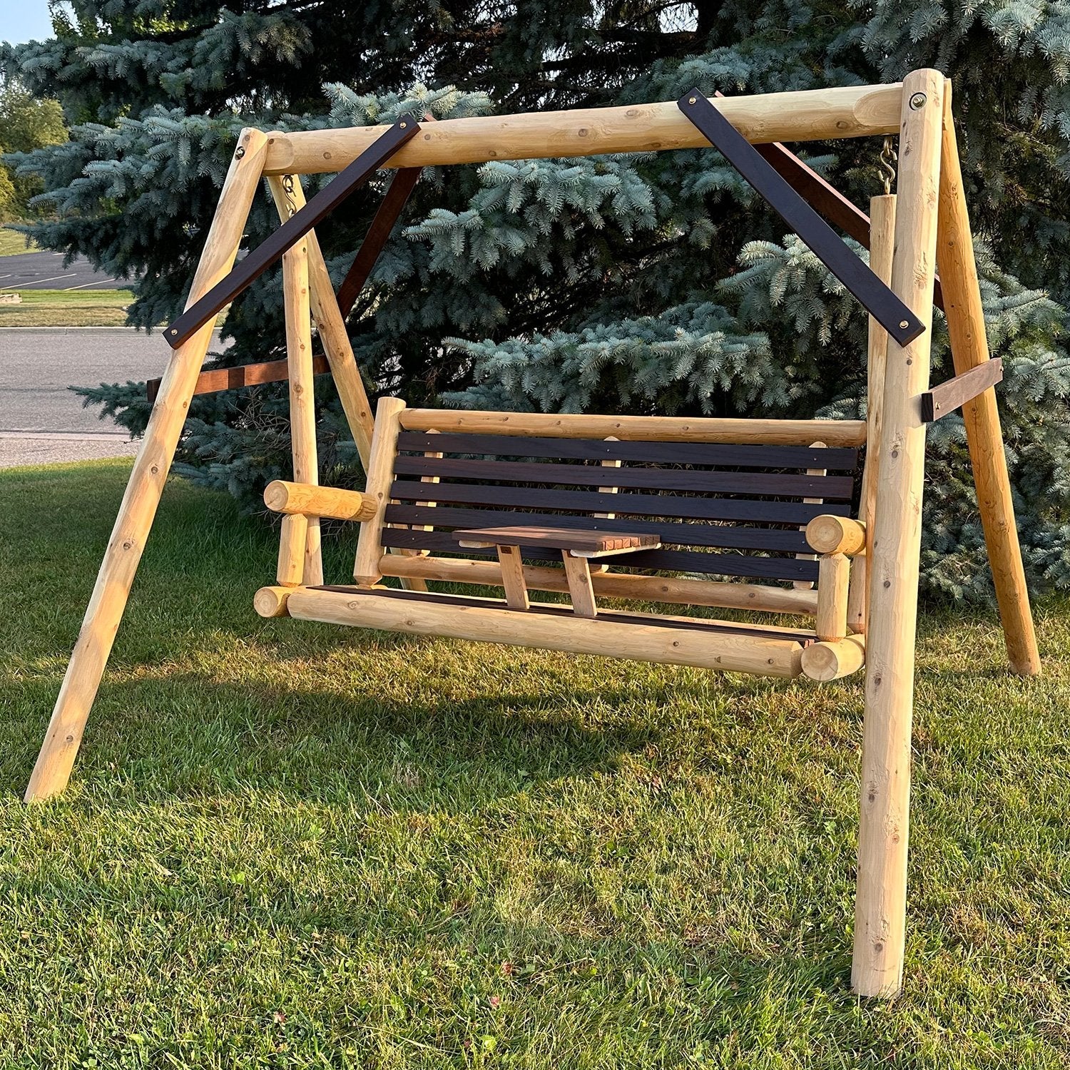 ThermaFusion Cedar Log 5-Foot Yard Swing – Northern White Cedar & Red Oak – USA Made - Image 2