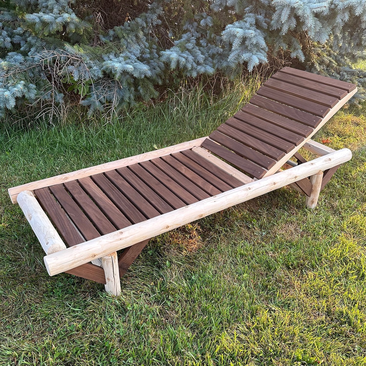 ThermaFusion Cedar Log Chaise Lounge – Northern White Cedar & Red Oak – USA Made - Image 5