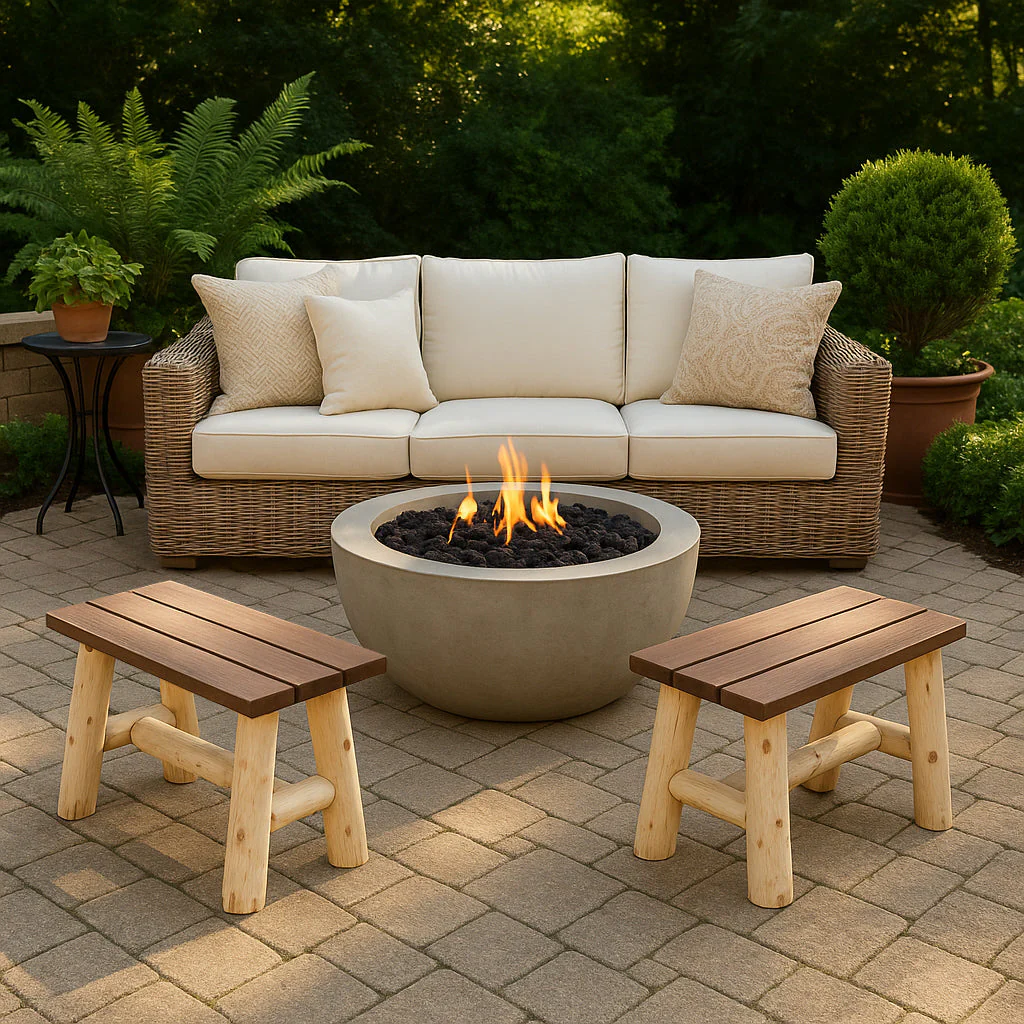 ThermaFusion Cedar Log End Table – Northern White Cedar & Red Oak – USA Made