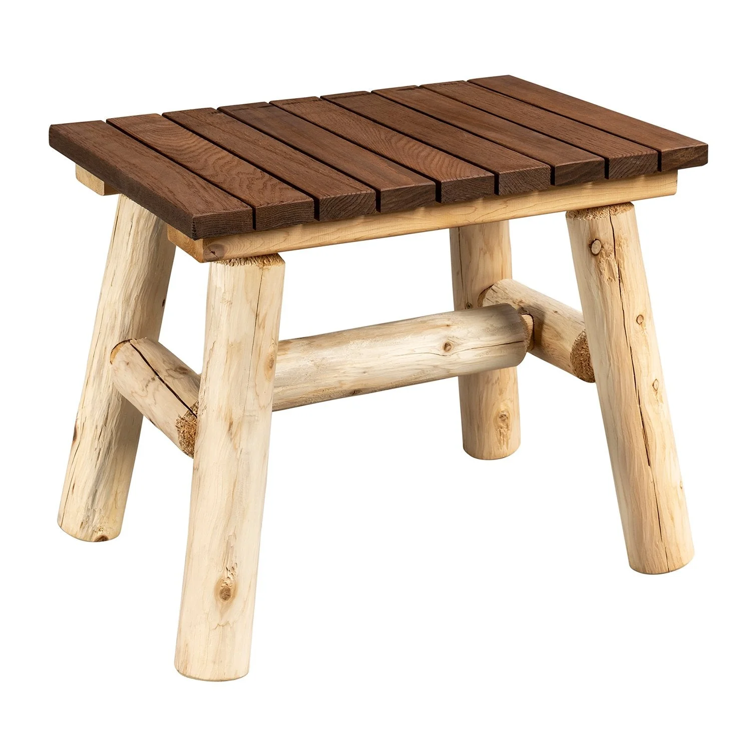ThermaFusion Cedar Log End Table – Northern White Cedar & Red Oak – USA Made - Image 2