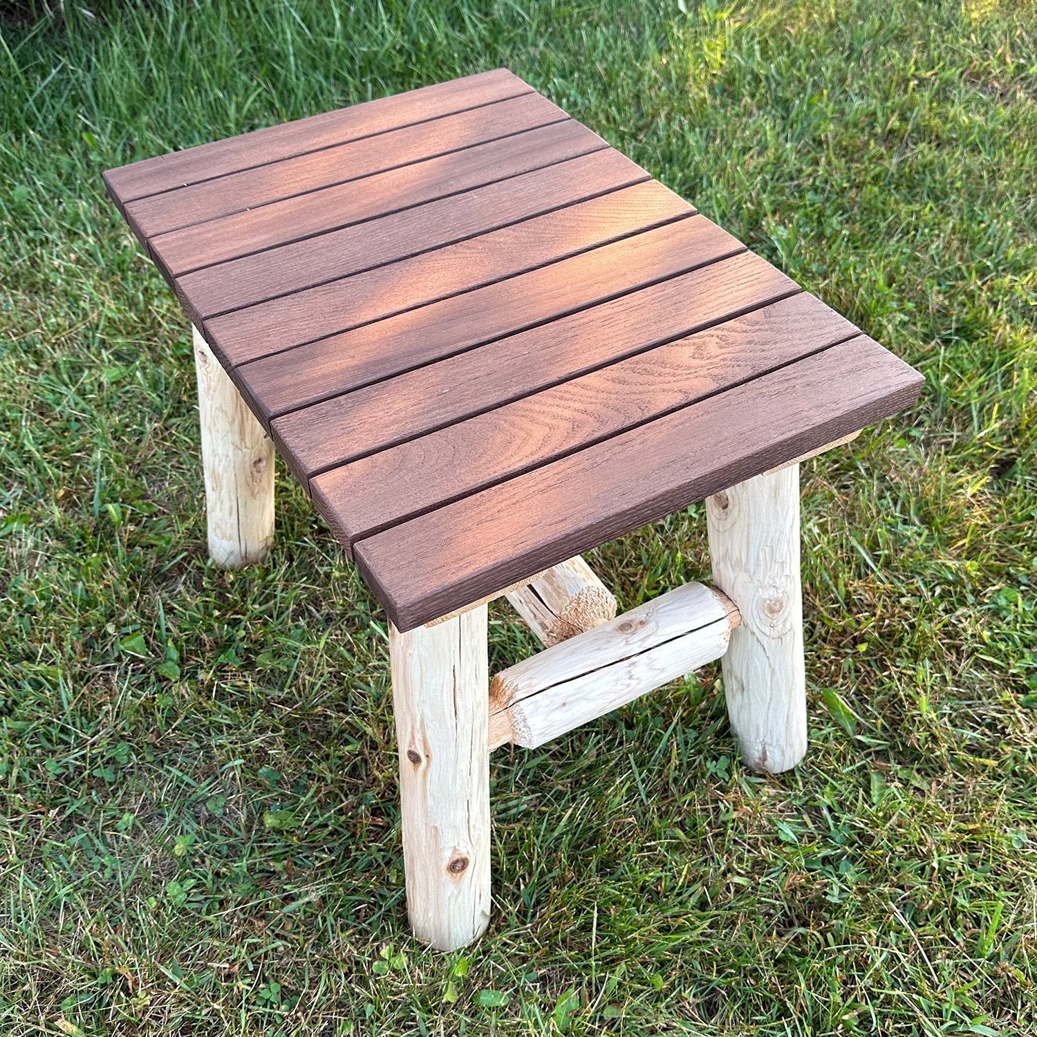 ThermaFusion Cedar Log End Table – Northern White Cedar & Red Oak – USA Made - Image 3