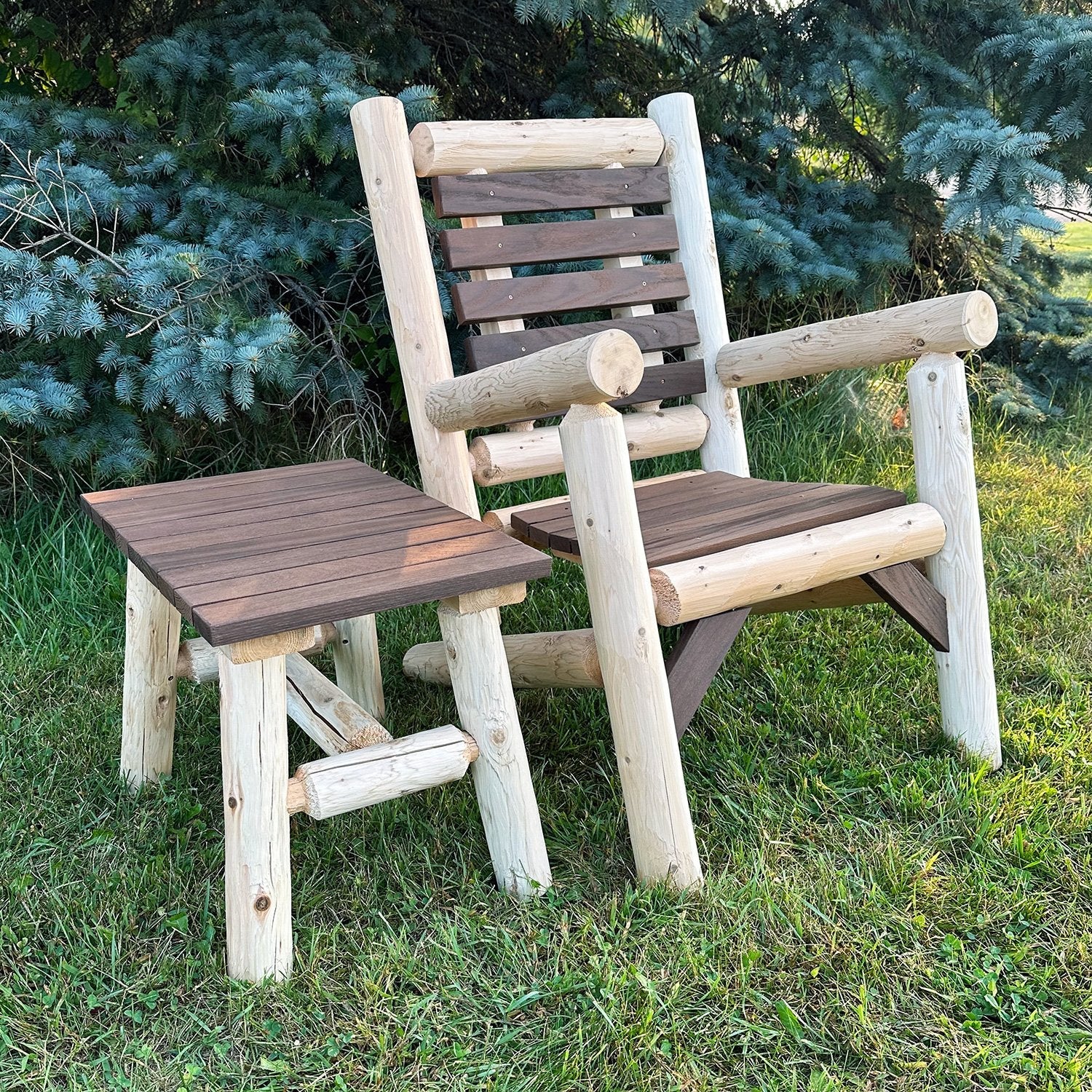 ThermaFusion Cedar Log End Table – Northern White Cedar & Red Oak – USA Made - Image 4