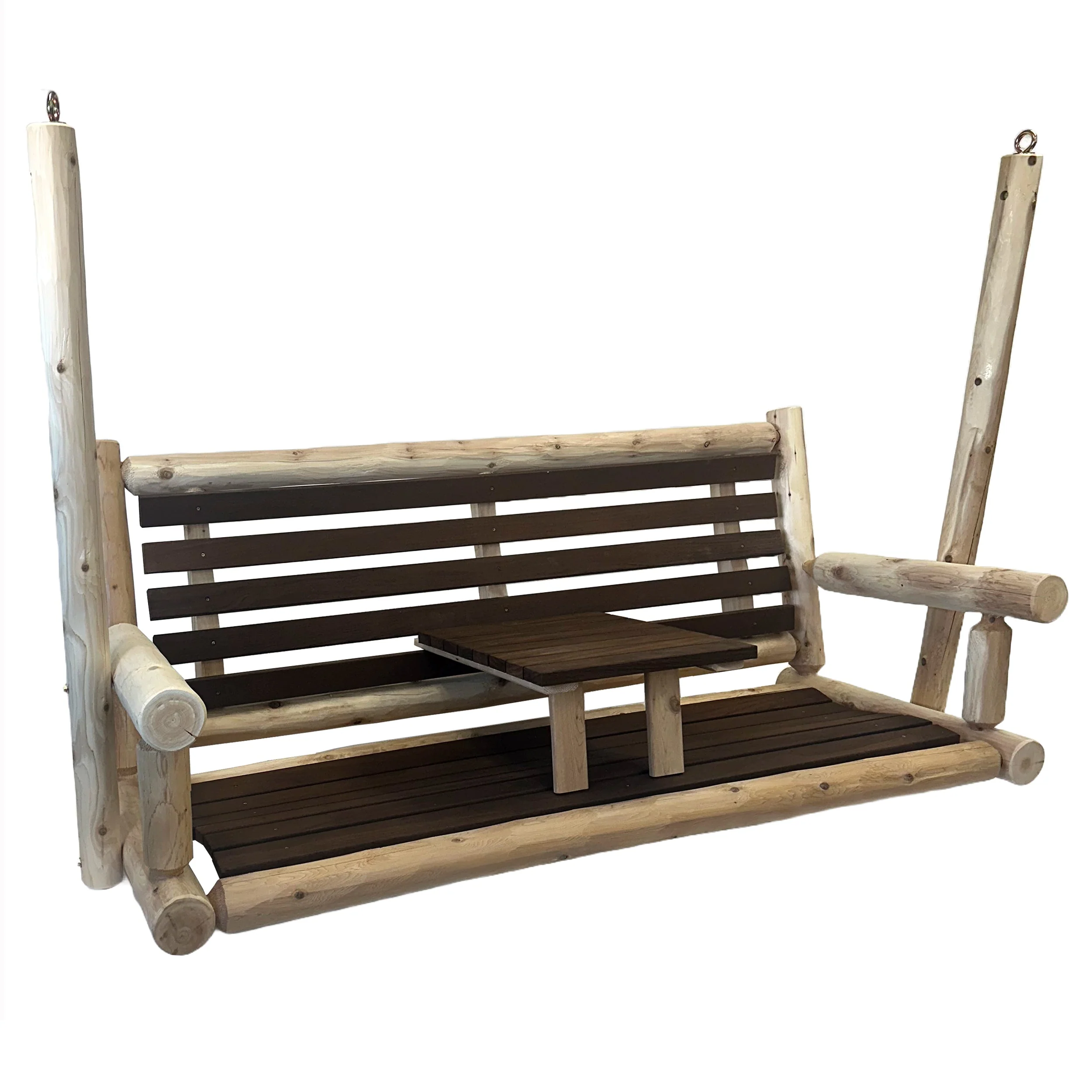 ThermaFusion Cedar Log Tete-A-Tete Porch Swing – Northern White Cedar & Red Oak – USA Made - Image 2