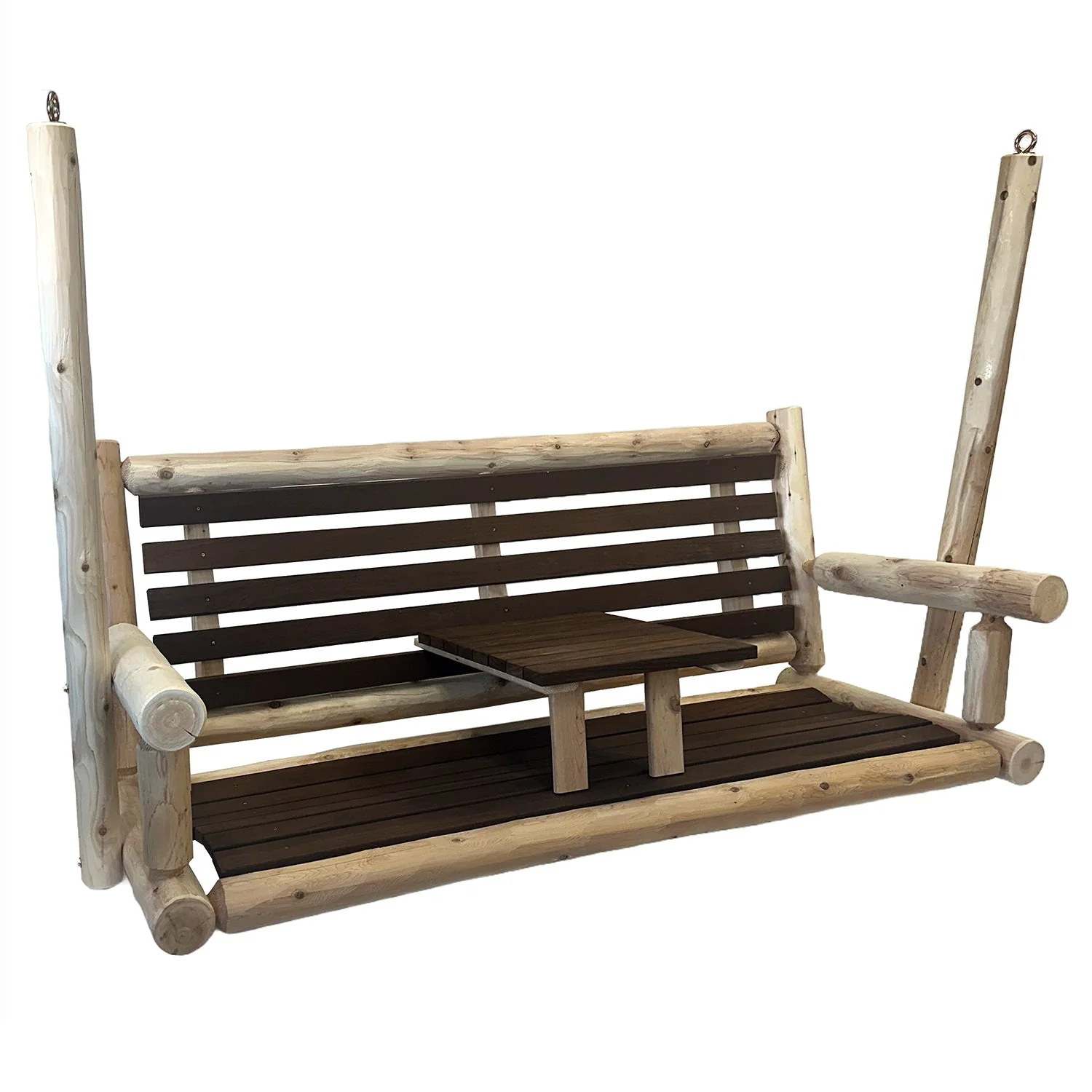 ThermaFusion Cedar Log Tete-A-Tete Porch Swing – Northern White Cedar & Red Oak – USA Made - Image 3
