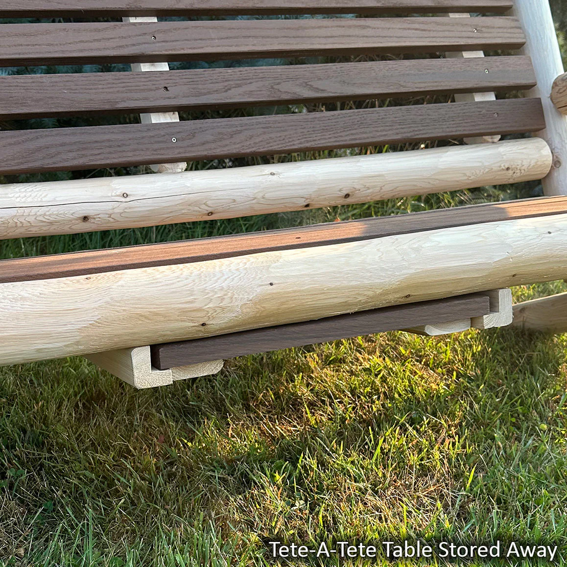 ThermaFusion Cedar Log Tete-A-Tete Porch Swing – Northern White Cedar & Red Oak – USA Made - Image 5