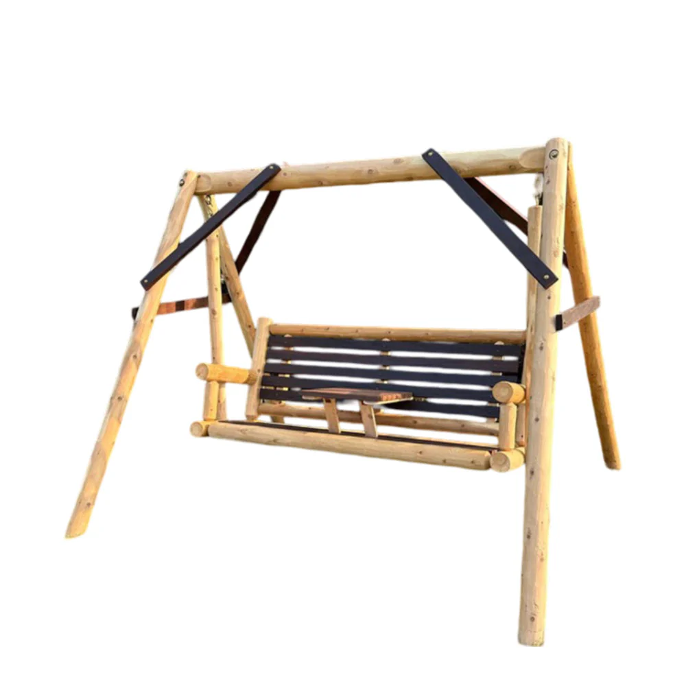 ThermaFusion Cedar Log Tete-A-Tete Yard Swing – Northern White Cedar & Red Oak – USA Made