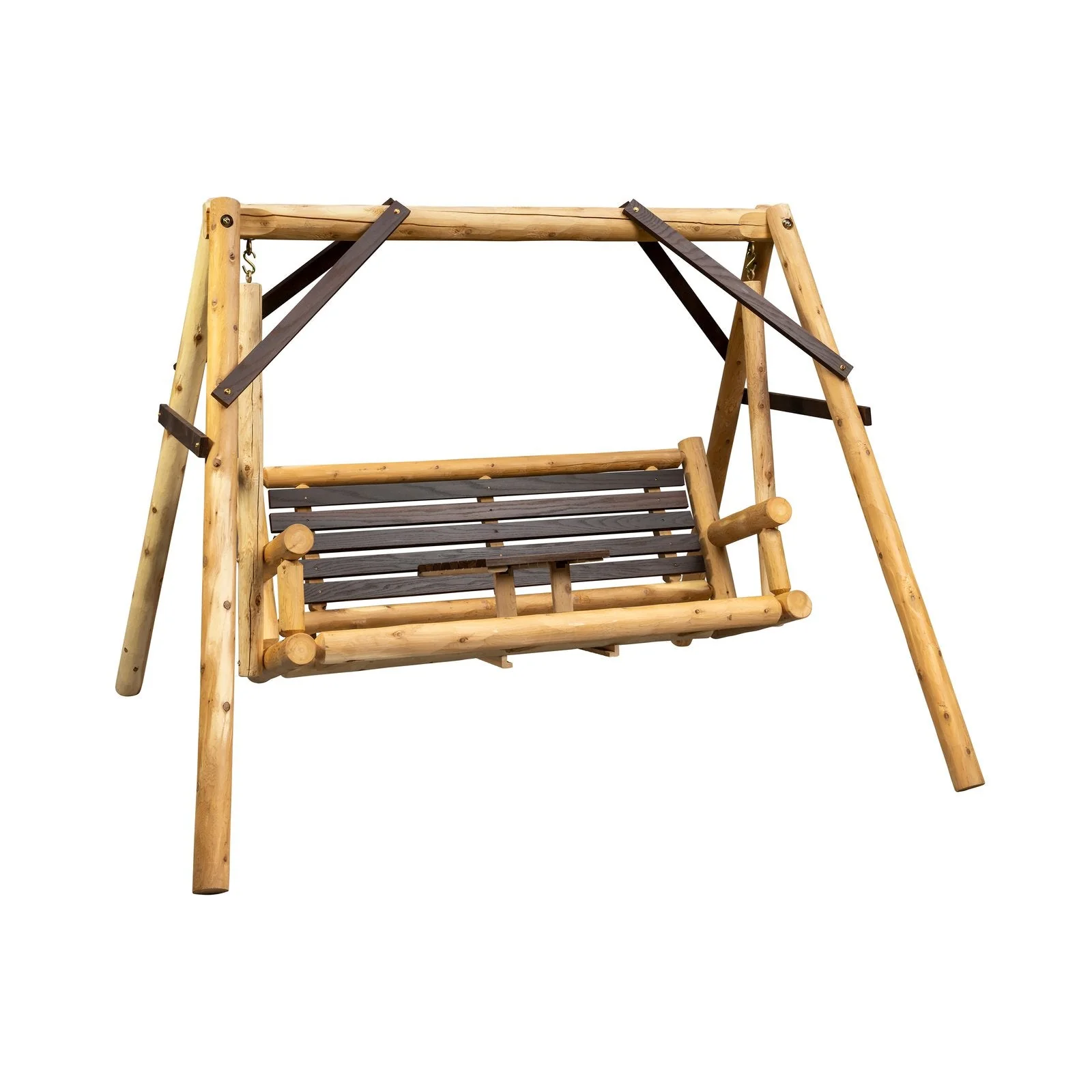 ThermaFusion Cedar Log Tete-A-Tete Yard Swing – Northern White Cedar & Red Oak – USA Made - Image 5