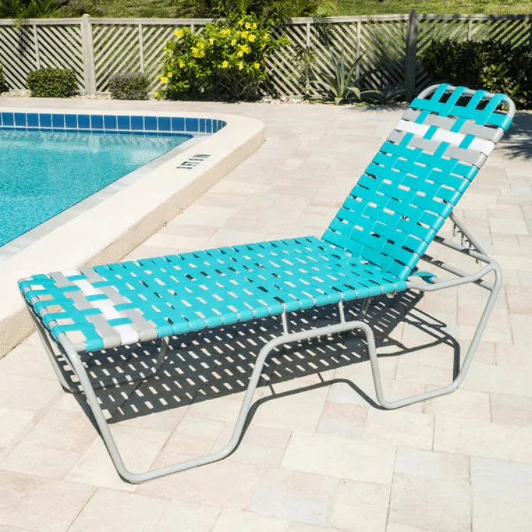 Vinyl Basket Weave Commercial Pool Chaise Lounge – 20in Senior Height