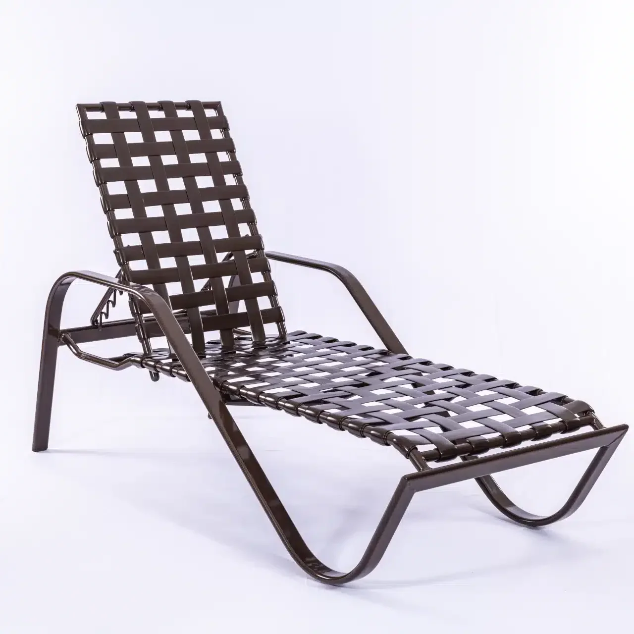 Vinyl Basket Weave Classic Commercial Pool Chaise Lounge with Armrests – 14in
