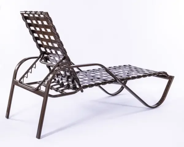 Vinyl Basket Weave Classic Commercial Pool Chaise Lounge with Armrests – 14in - Image 2