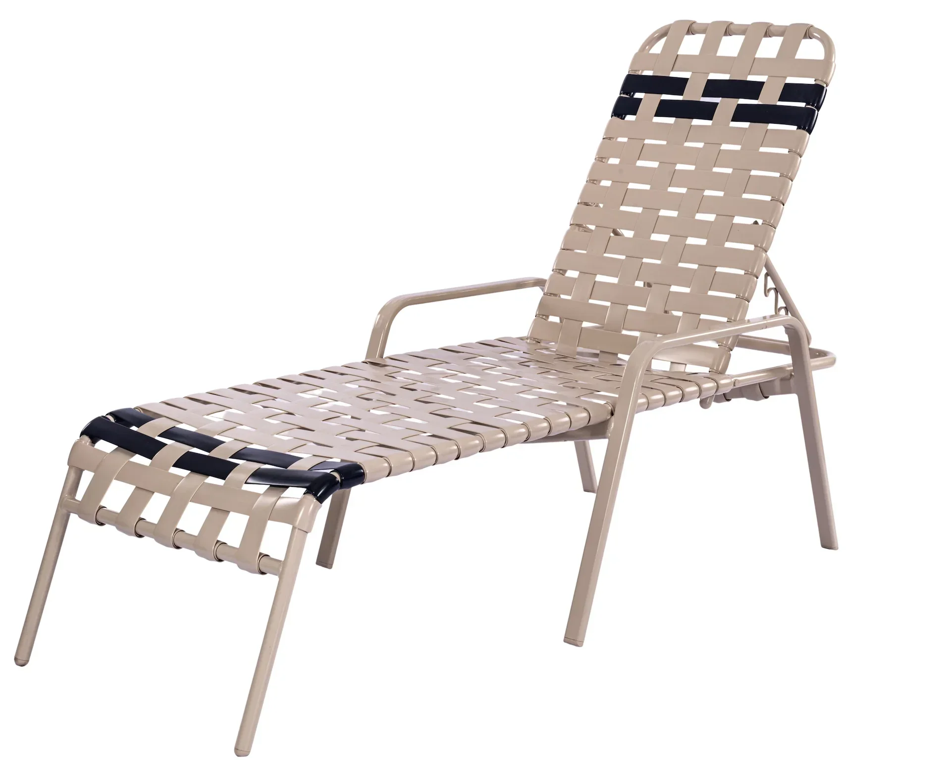 Vinyl Basket Weave Commercial Pool Chaise Lounge with Flat Armrests – 16in
