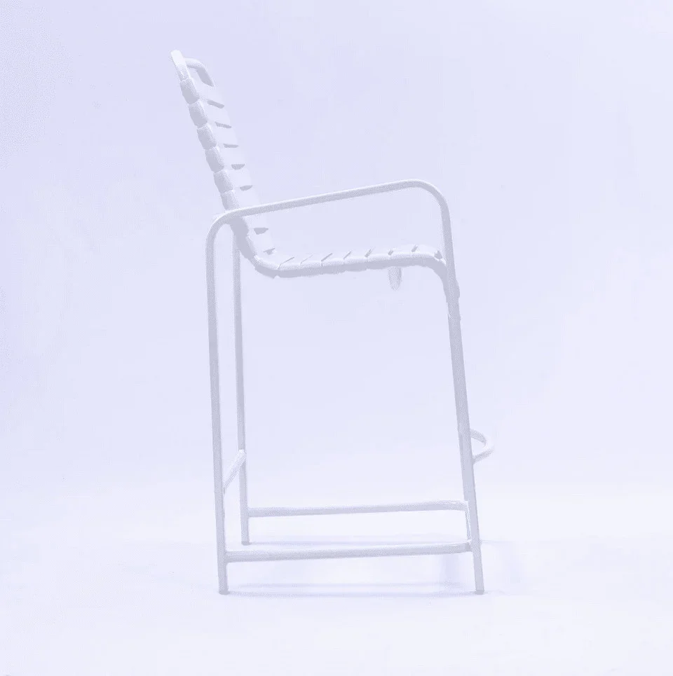 Beach Club Vinyl Strap Commercial Pool Bar Stool with Arms – Aluminum Frame - Image 3