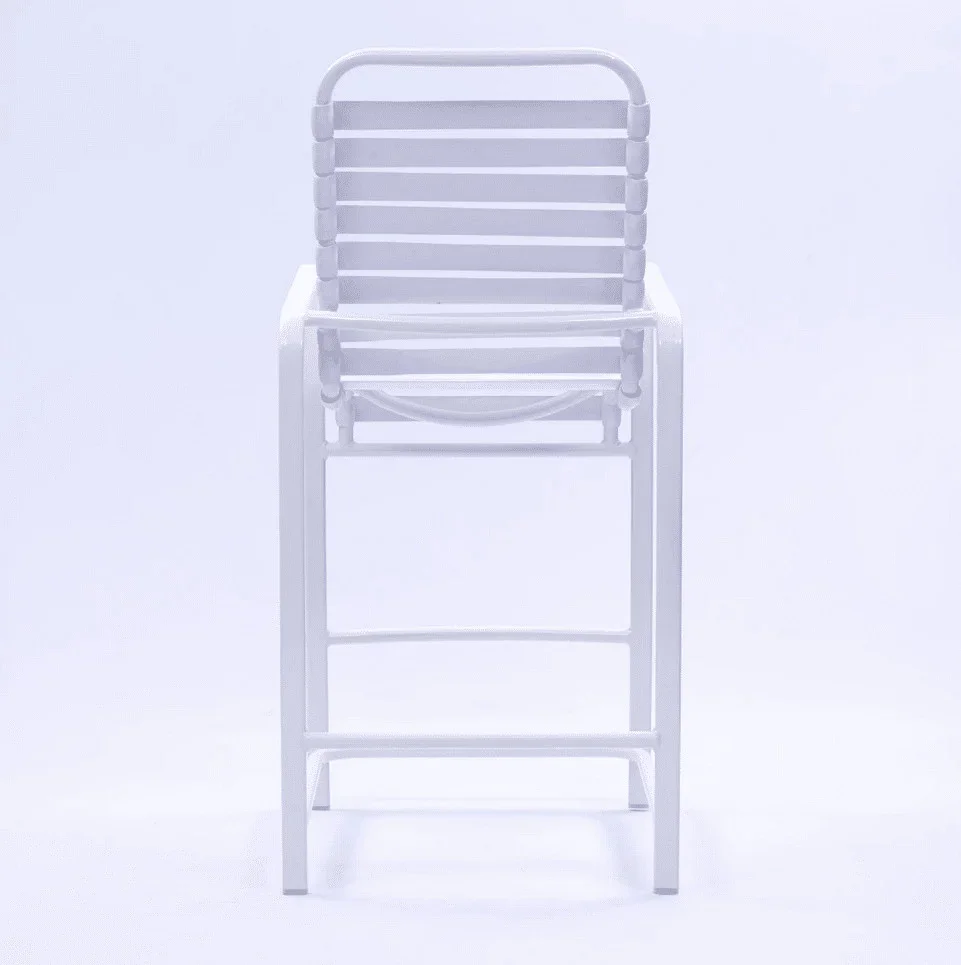 Beach Club Vinyl Strap Commercial Pool Bar Stool with Arms – Aluminum Frame - Image 4